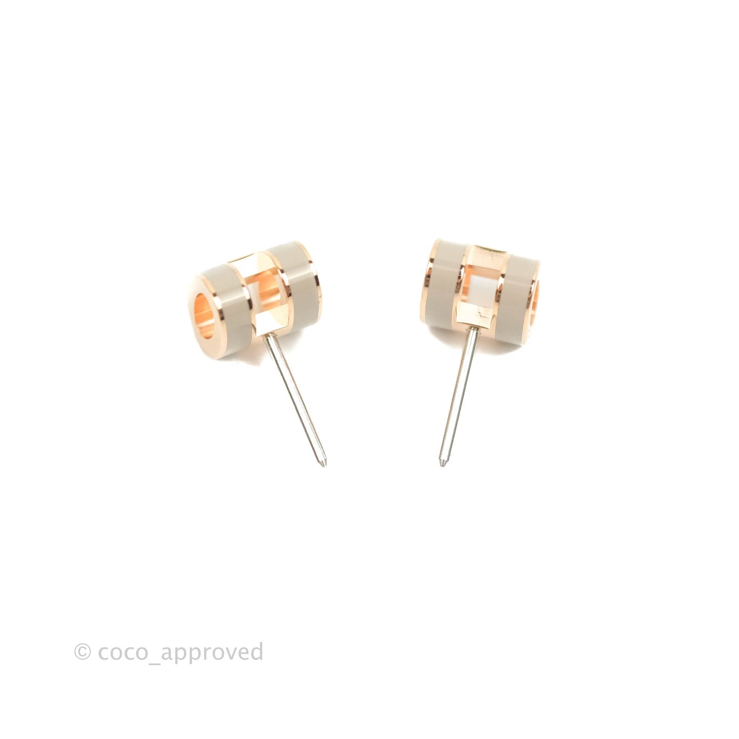 Hermès Mini Pop H Earrings Marron Glace Rose Gold