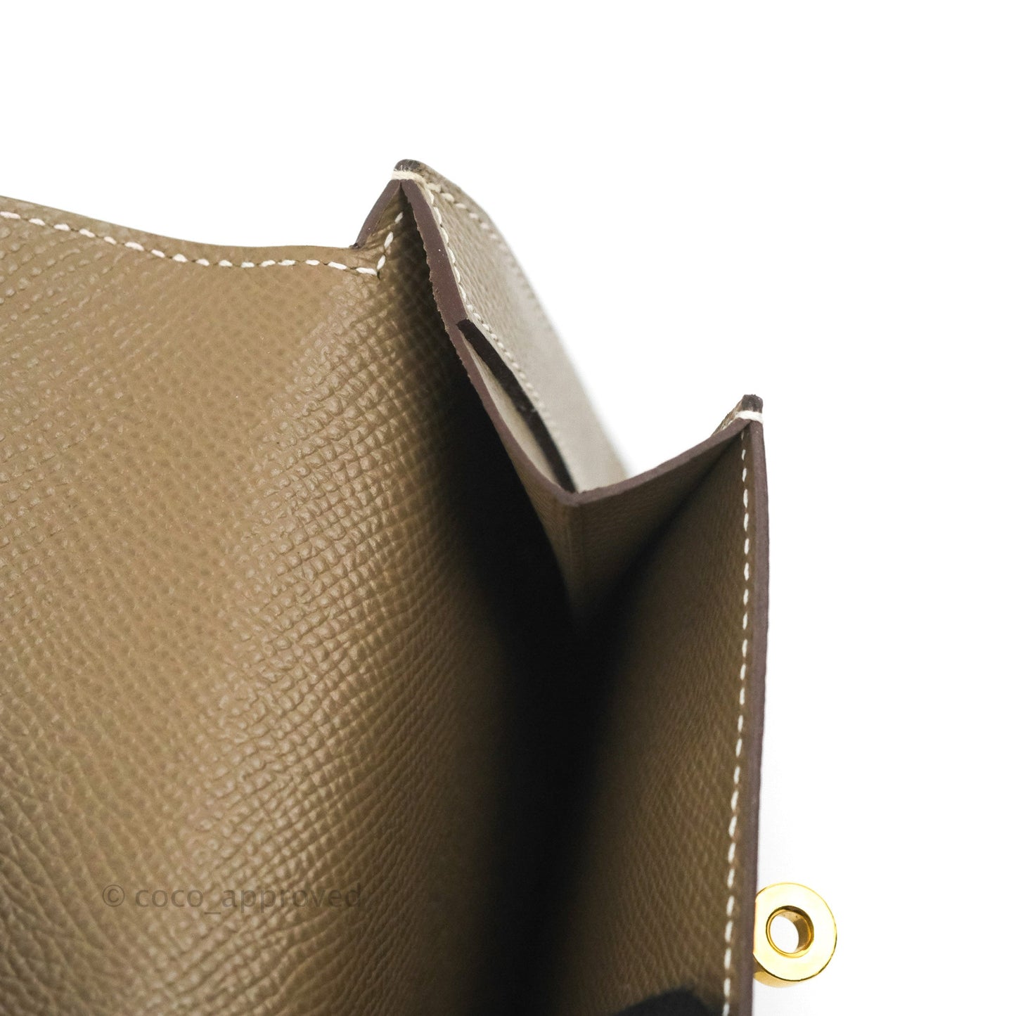Hermès Kelly Pocket Compact Wallet Epsom Etoupe Gold Hardware