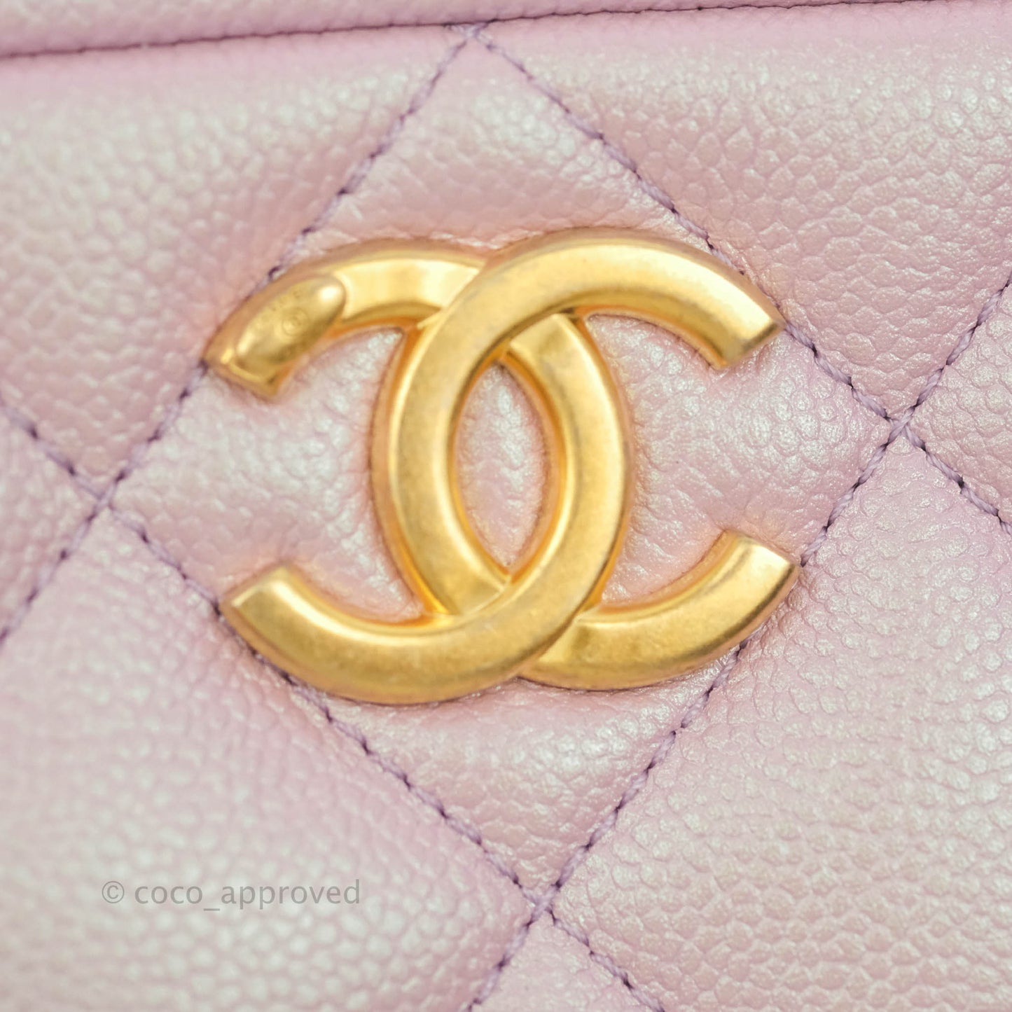 Chanel Quilted My Perfect Camera Case Iridescent Pink Caviar Aged Gold Hardware