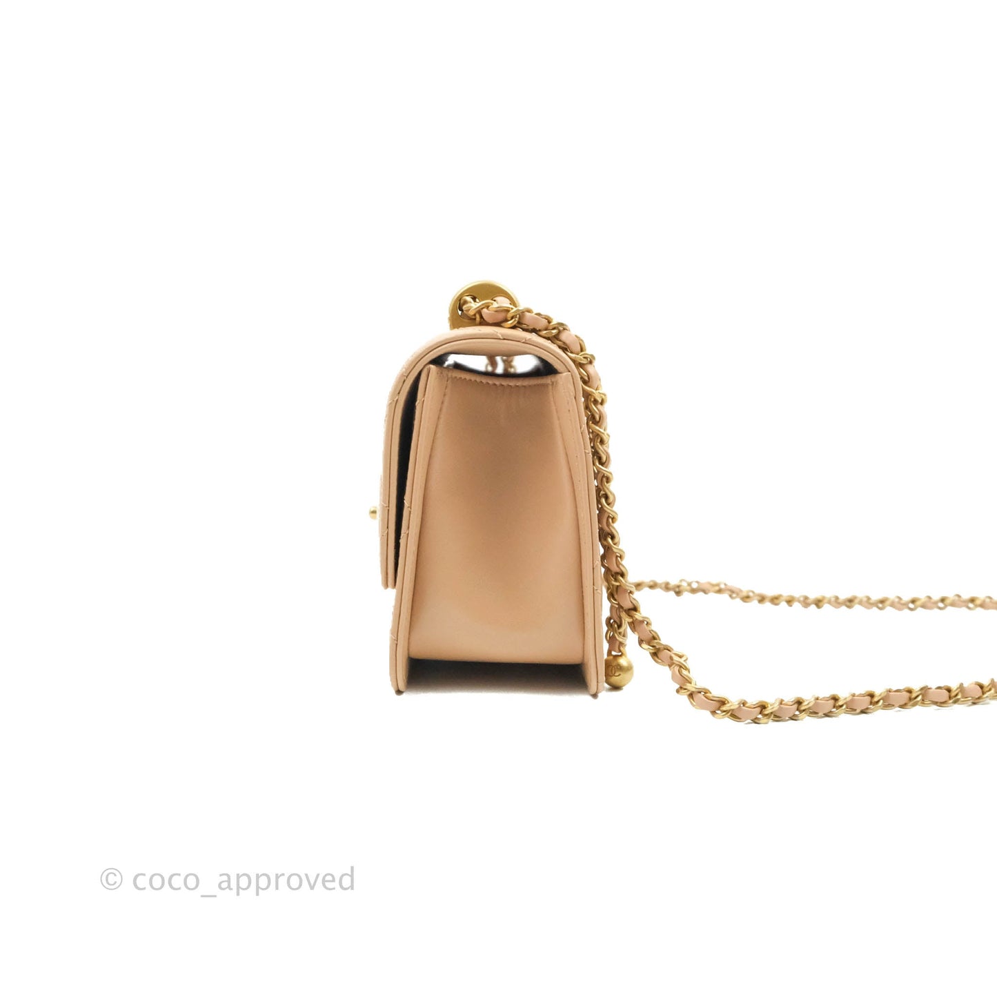 Chanel Quilted Mini Perfect Fit Adjustable Beige Calfskin Gold Hardware 21A