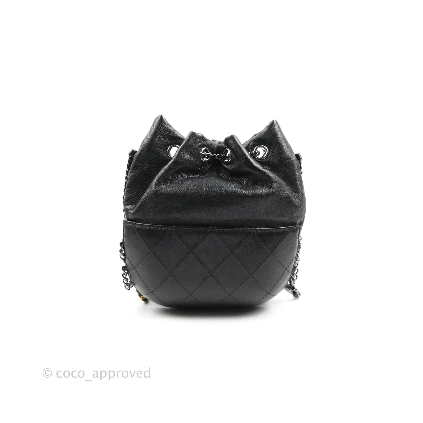 Chanel Small Gabrielle Drawstring Bag Black Calfskin