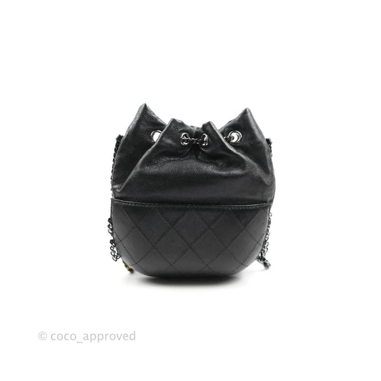 Chanel Small Gabrielle Drawstring Bag Black Calfskin