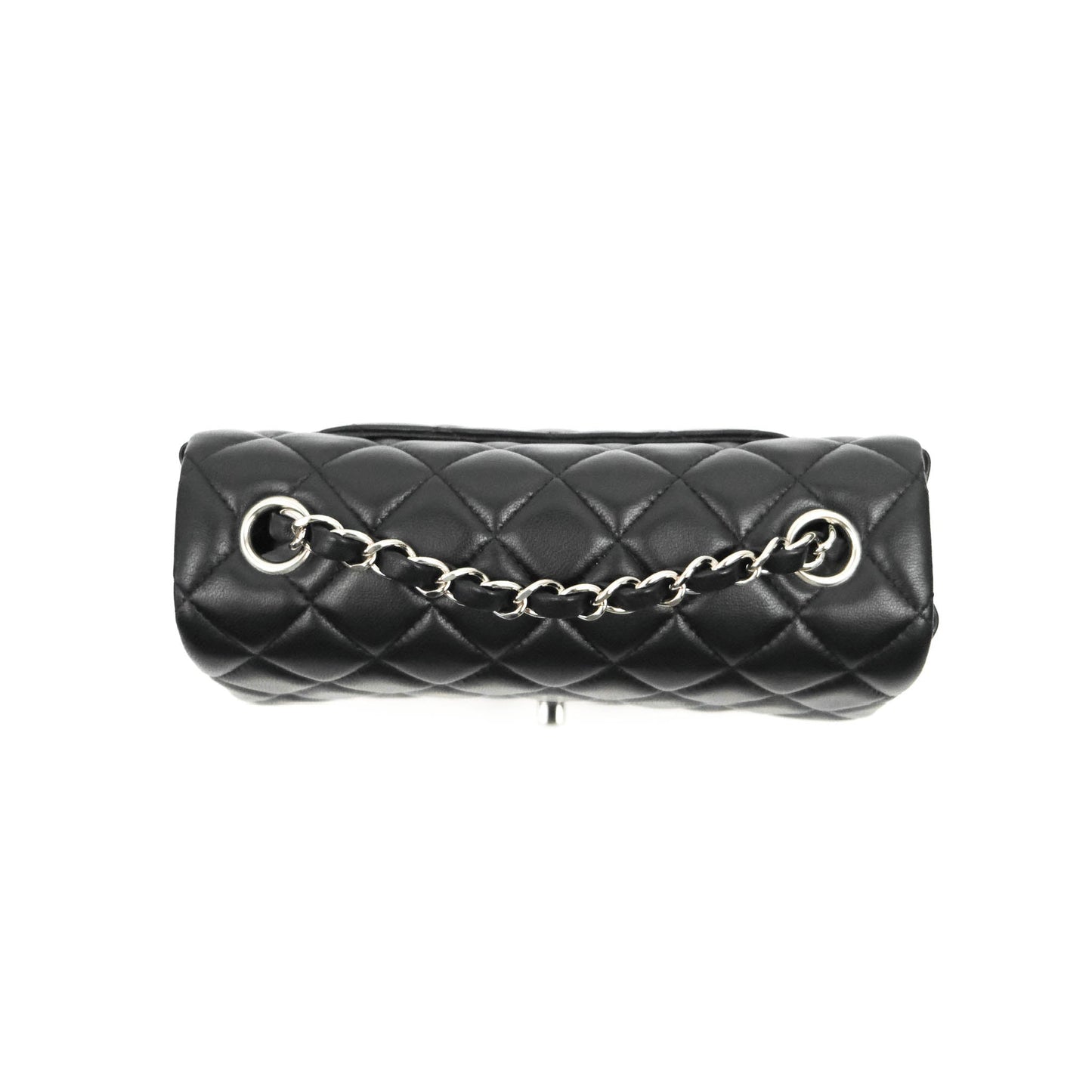 Chanel Quilted Mini Rectangular Flap Black Lambskin Silver Hardware