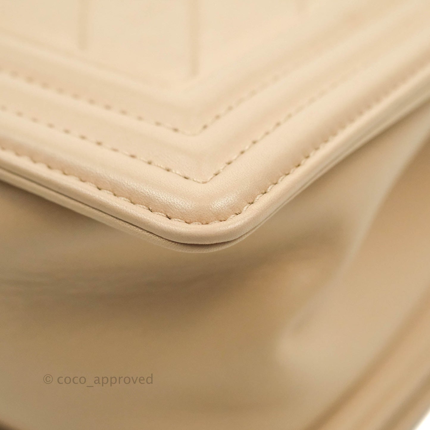 Chanel Chevron Medium Boy Light Pink Beige Calfskin Silver Hardware