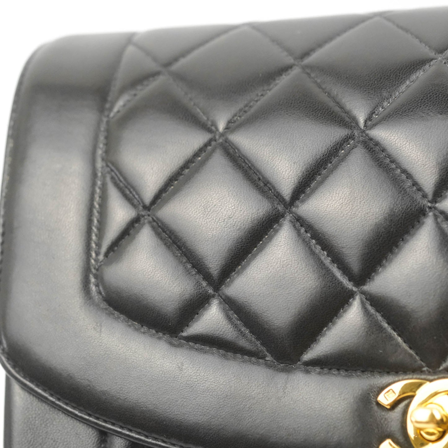 Chanel Vintage Quilted Medium Classic Diana Flap Bag Black Lambskin 24K Gold Hardware