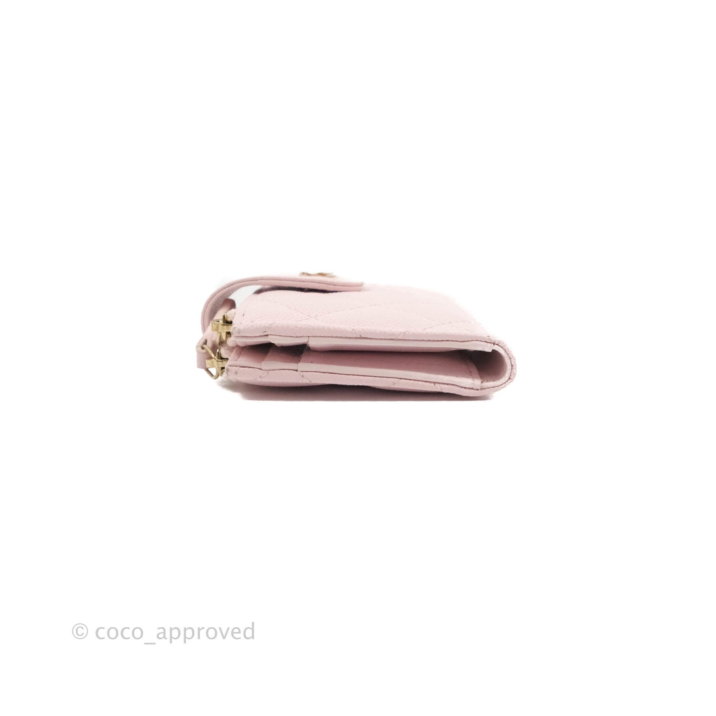Chanel Folded Double Zip Coin Case Card Pink Caviar Gold Hardware
