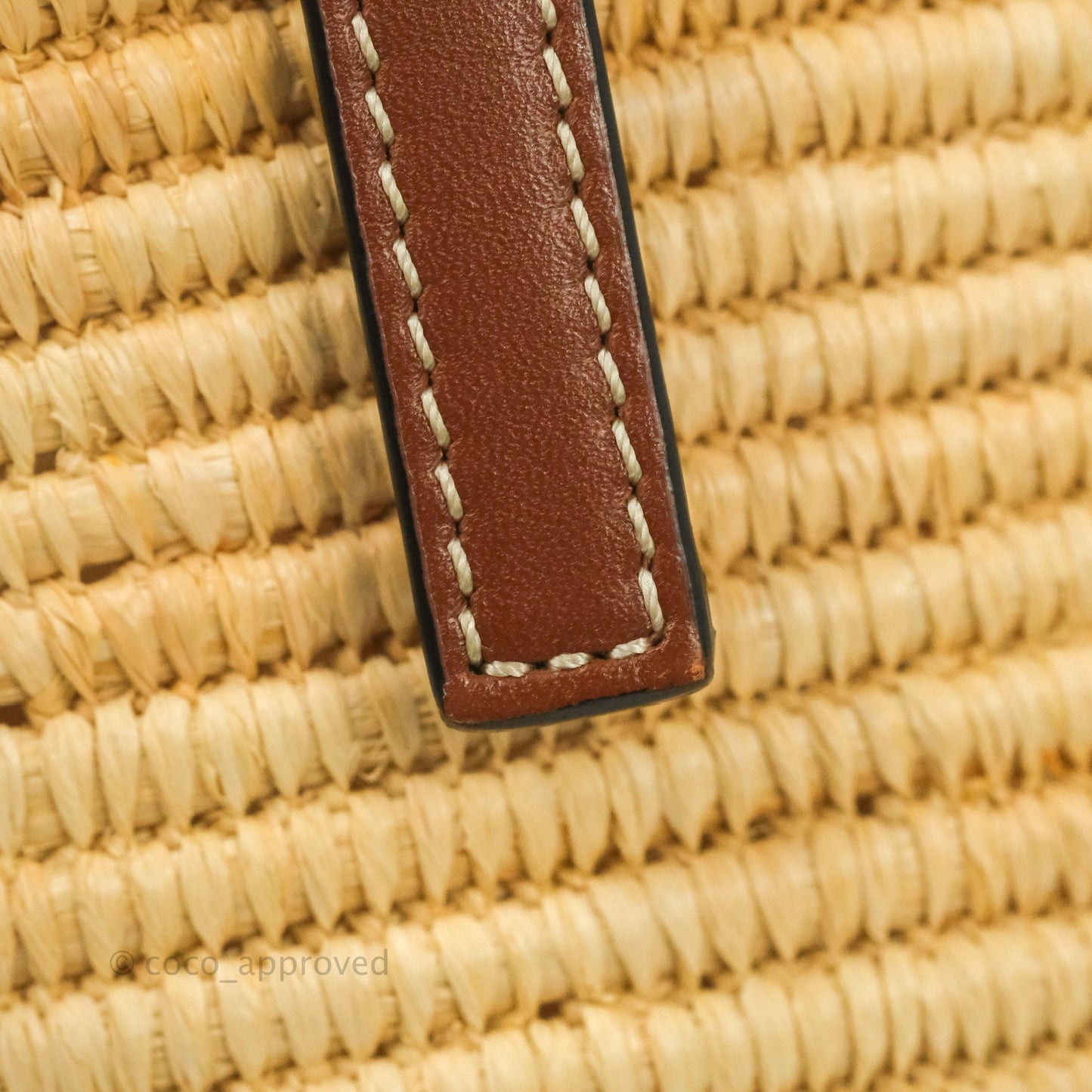 Loewe Small Square Basket Bag Raffia Calfskin Natural/Pecan
