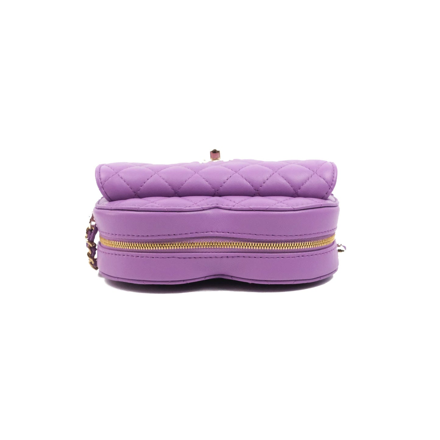 Chanel Large Heart Bag Purple Lambskin Gold Hardware 22S