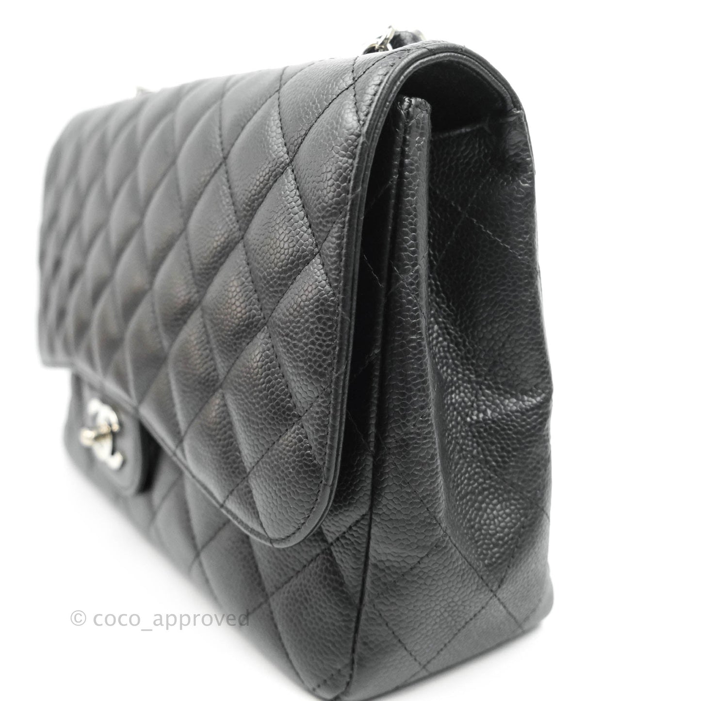 Chanel Jumbo Single Flap Black Caviar Silver Hardware