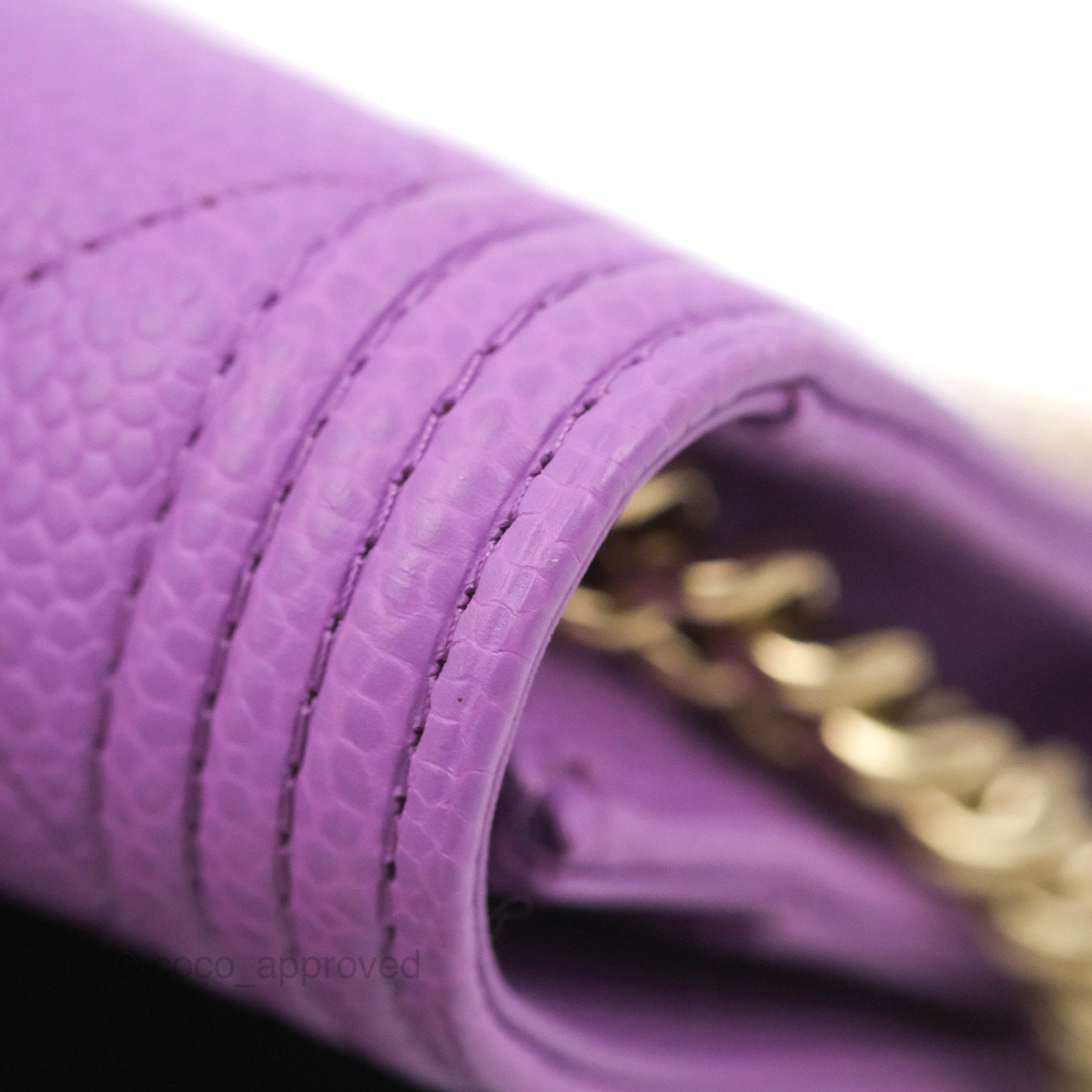 Chanel Quilted Boy Wallet on Chain WOC Purple Caviar Gold Hardware