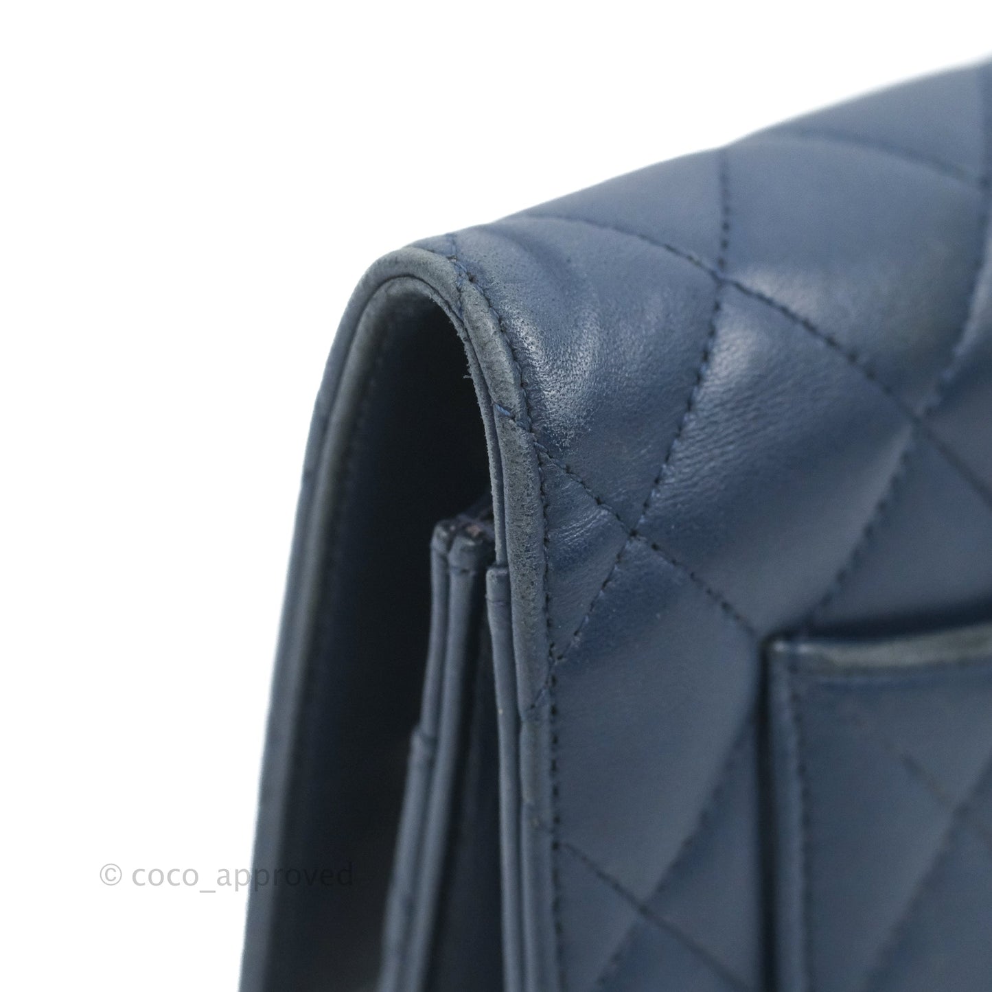 Chanel Quilted Classic Wallet on Chain WOC Navy Lambskin Silver Hardware