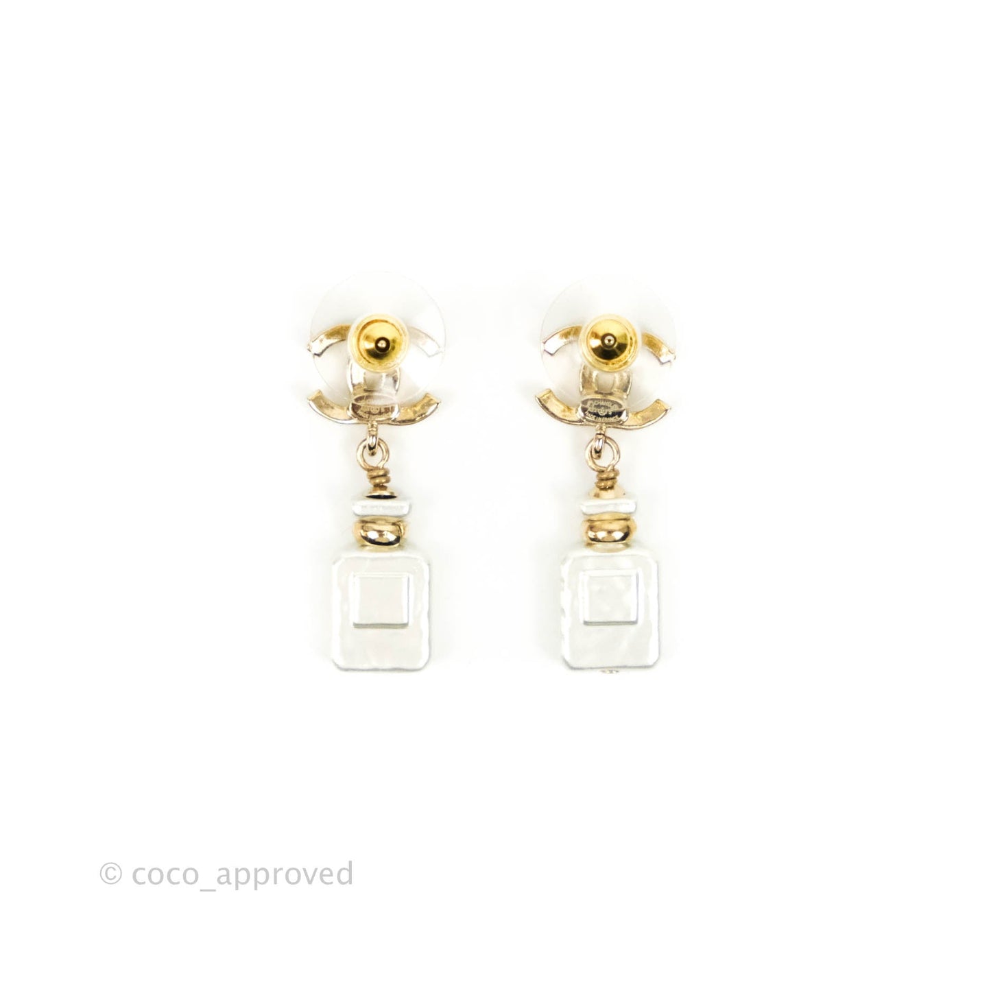 Chanel Crystal CC Perfume Bottle Drop Earrings 22S