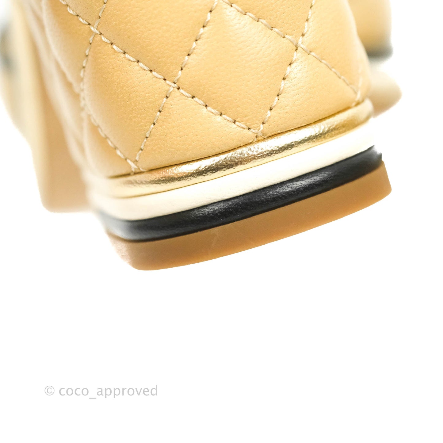 Chanel Beige Black Quilted Leather CC Block Heel Ankle Strap Sandal Size 38