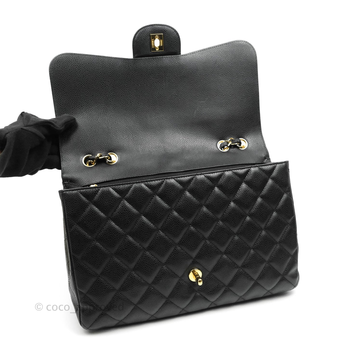 Chanel Jumbo Single Flap Black Caviar Gold Hardware⁣⁣