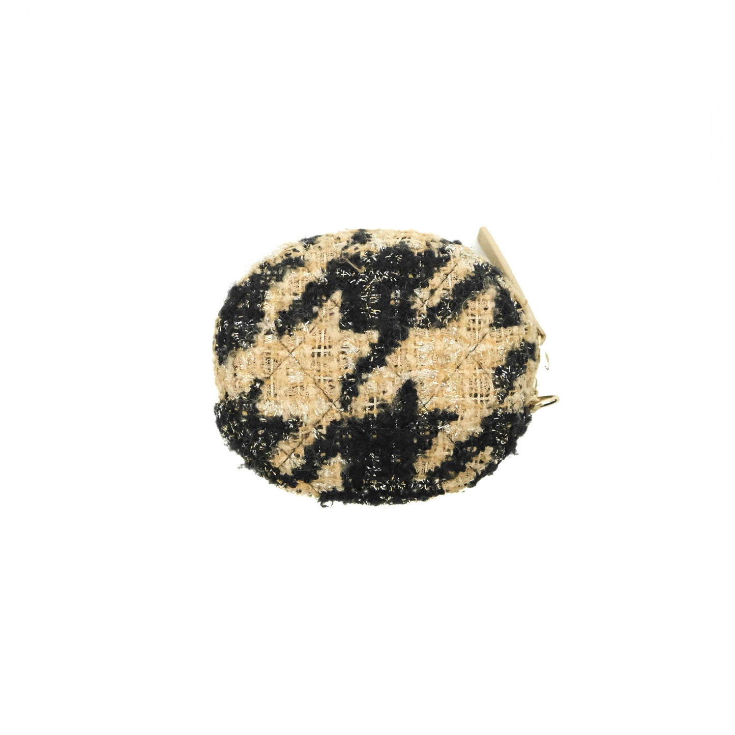 Chanel Wallet On Chain WOC Houndstooth Beige Black Tweed Gold Hardware