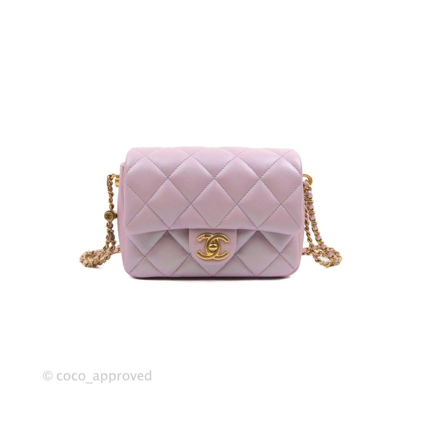 Chanel Quilted My Perfect Mini Iridescent Lilac Caviar Aged Gold Hardware 21K
