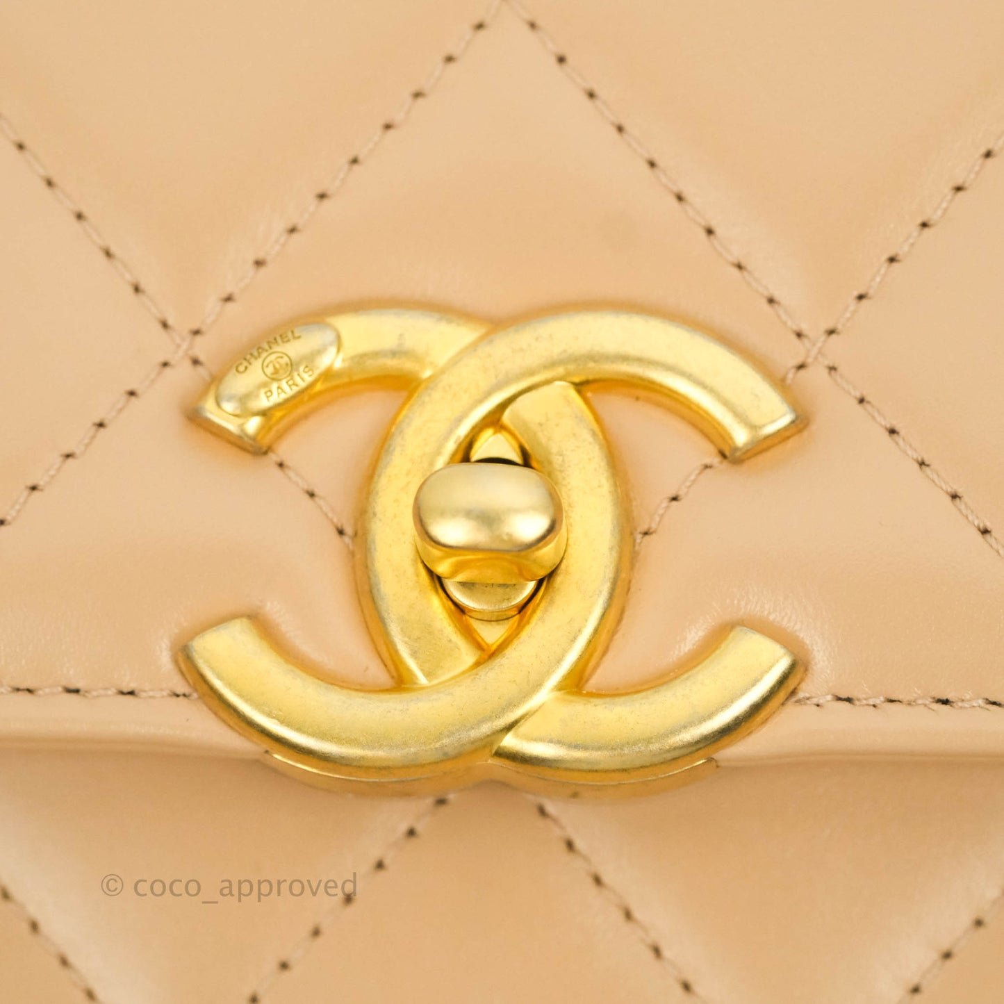 Chanel Quilted Small Perfect Fit Adjustable Beige Calfskin Gold Hardware 21A
