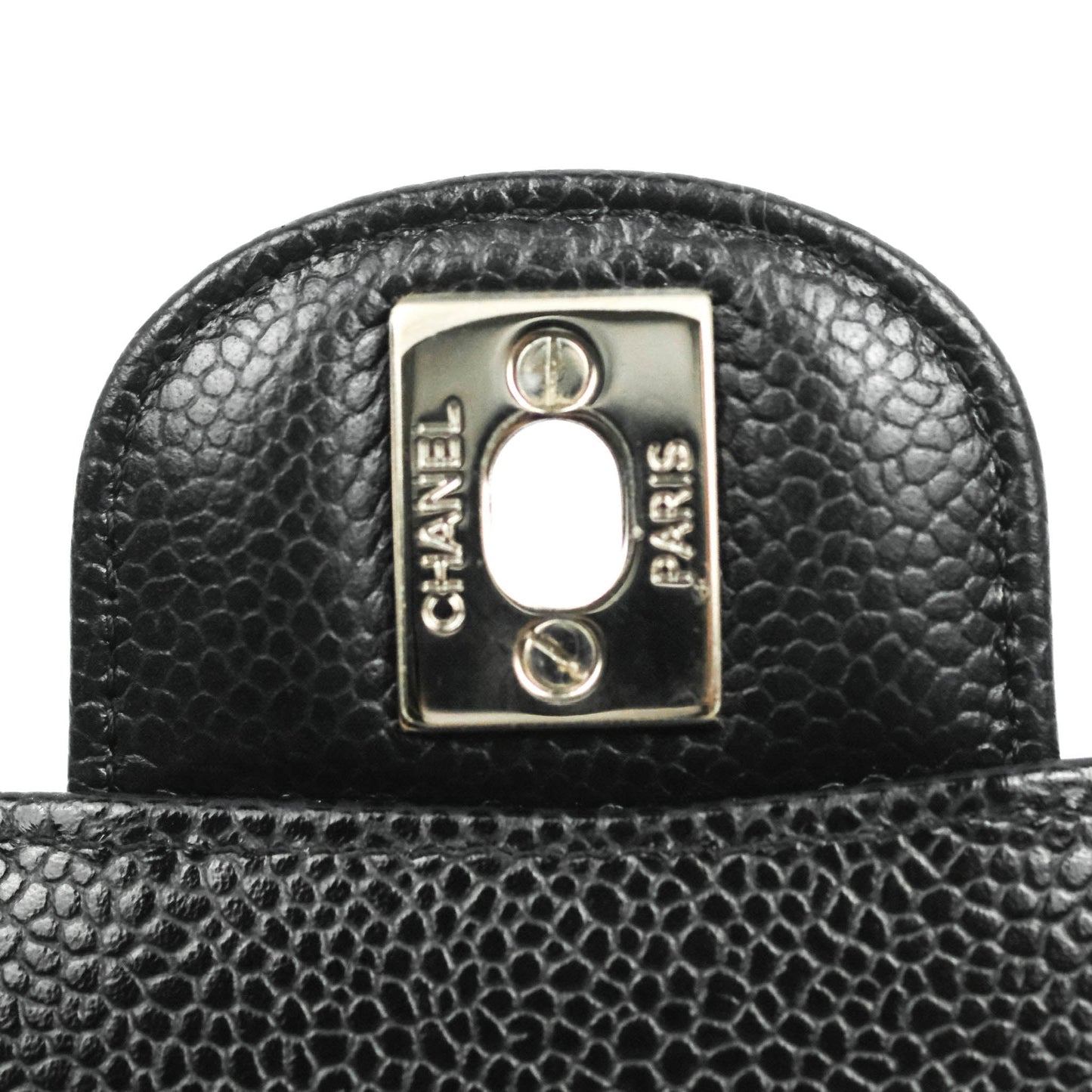 Chanel Classic M/L Medium Double Flap Bag Black Caviar Silver Hardware