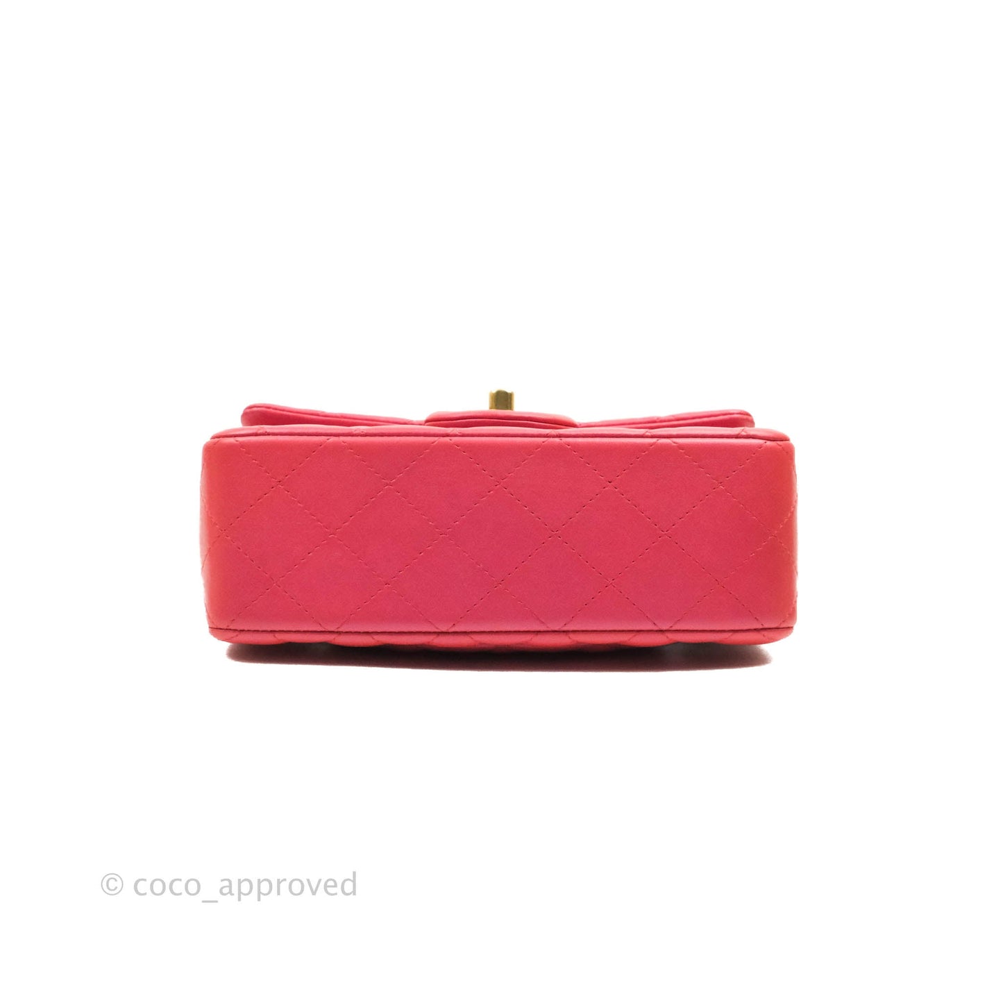 Chanel Top Handle Mini Rectangular Flap Bag Iridescent Red Lambskin Gold Hardware