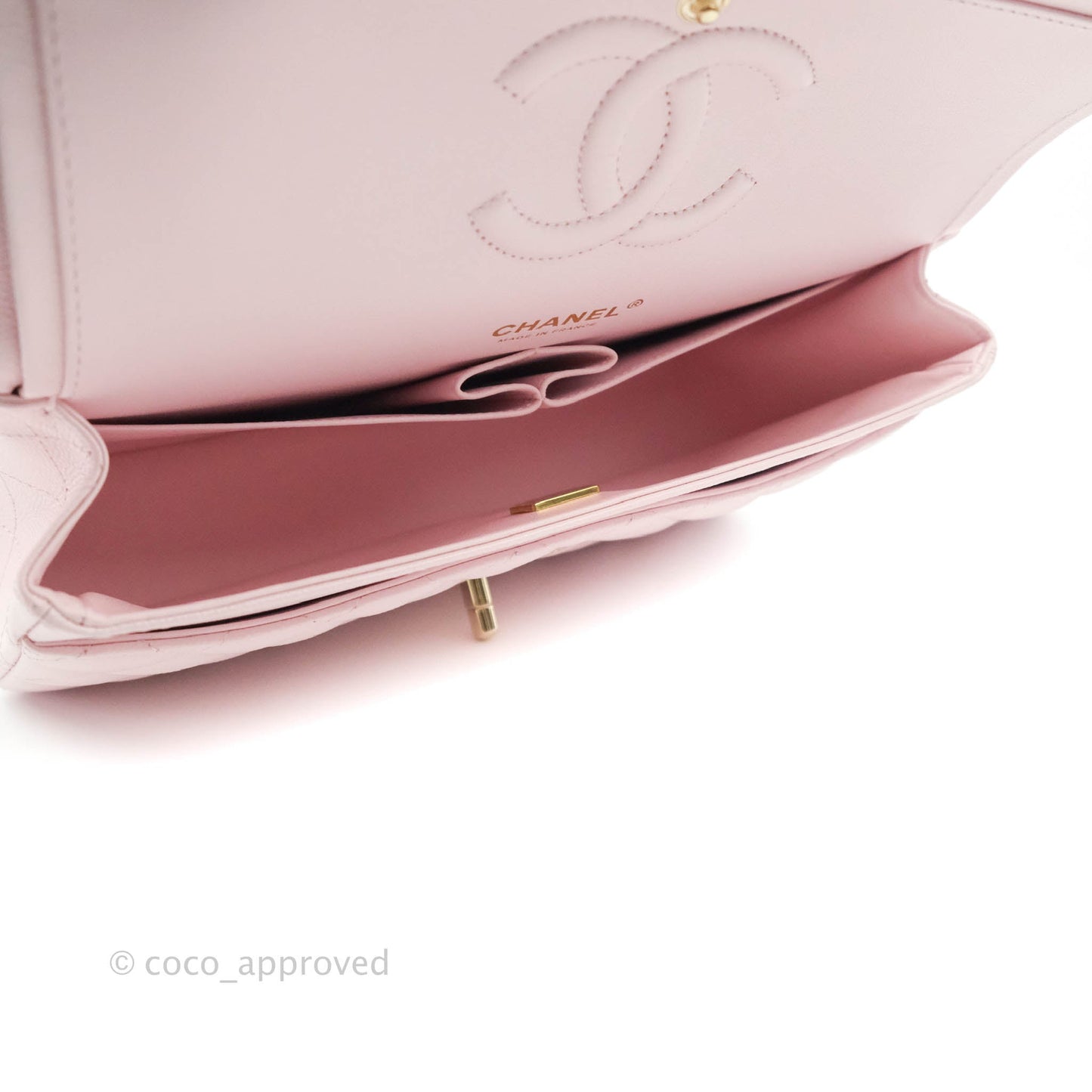 Chanel Classic M/L Medium Flap Quilted Pink Caviar Gold Hardware 22P