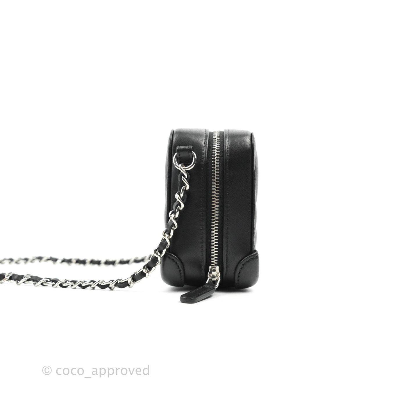 Chanel Mini Quilted Camera Case Black Lambskin Silver Hardware