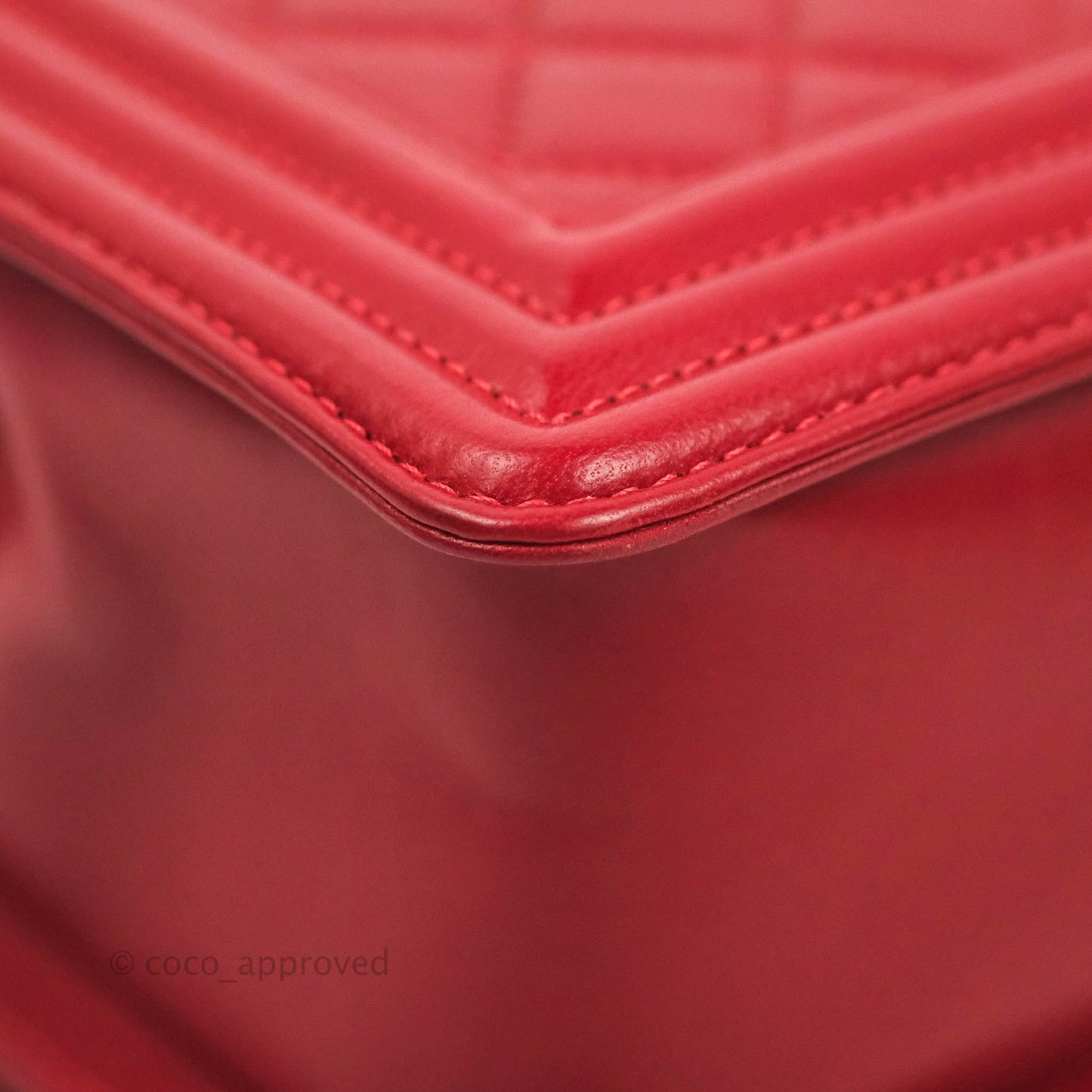 Chanel Quilted Medium Boy Red Lambskin Aged Gold Hardware
