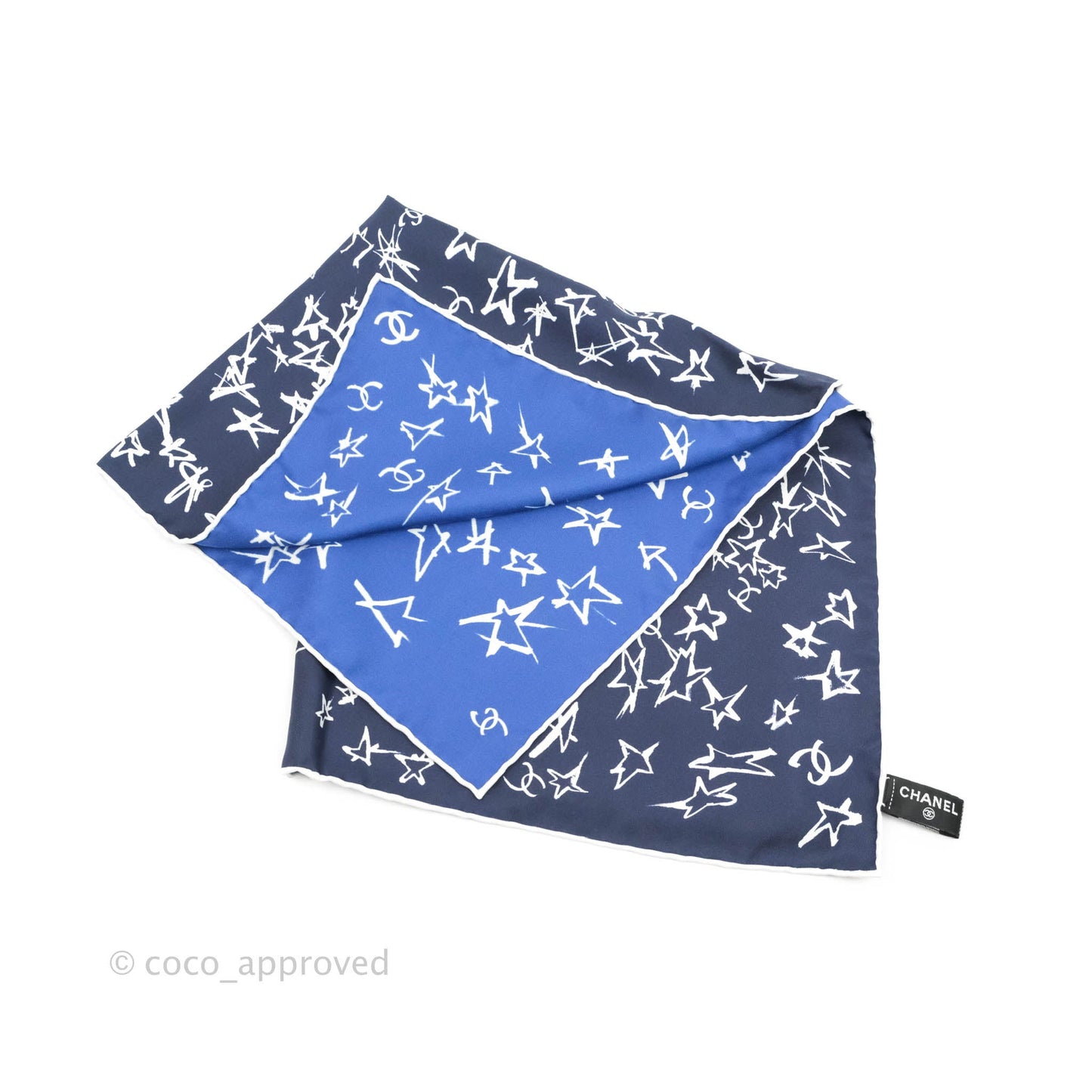 Chanel Blue Silk Scarf Scrunchies Hair Accessory