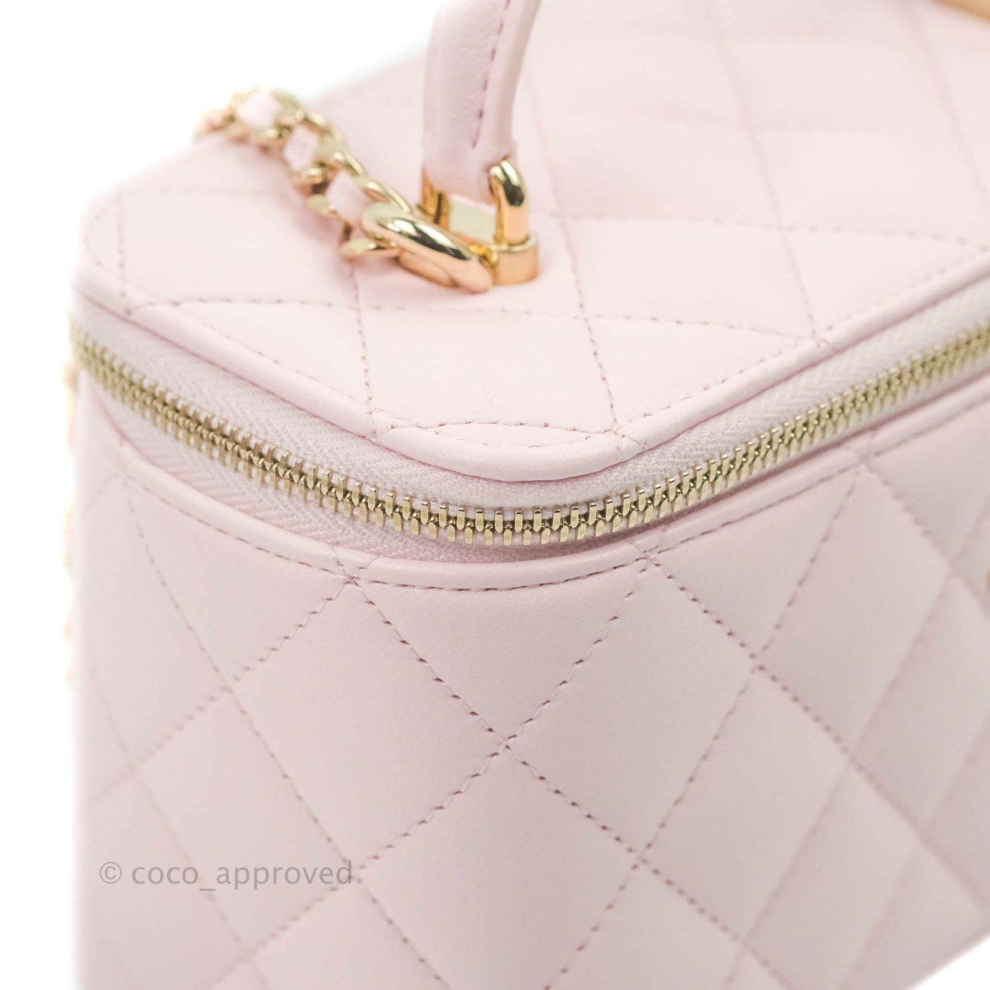 Chanel Top Handle Vanity with Chain Light Pink Lambskin Gold Hardware