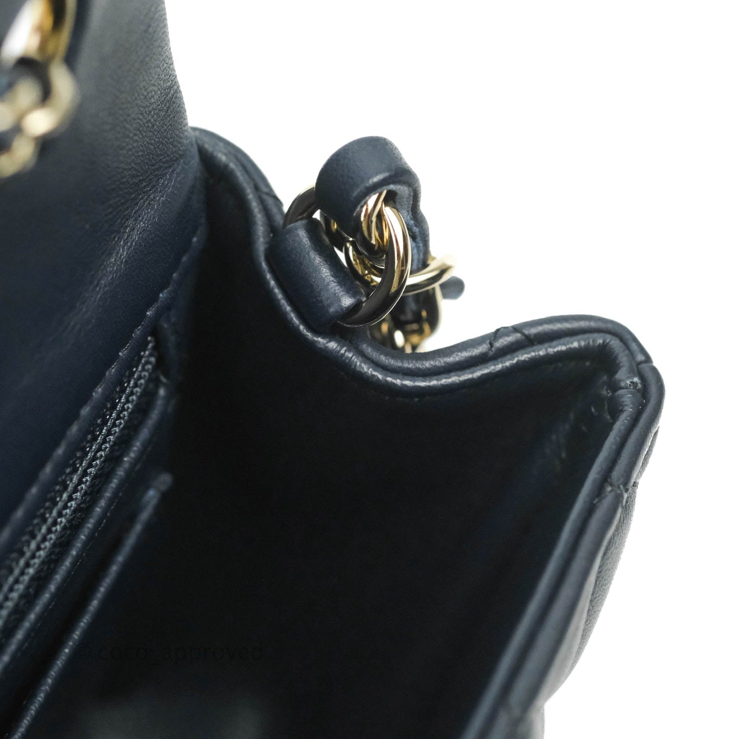 Chanel Quilted Mini Rectangular Flap Navy Lambskin Gold Hardware
