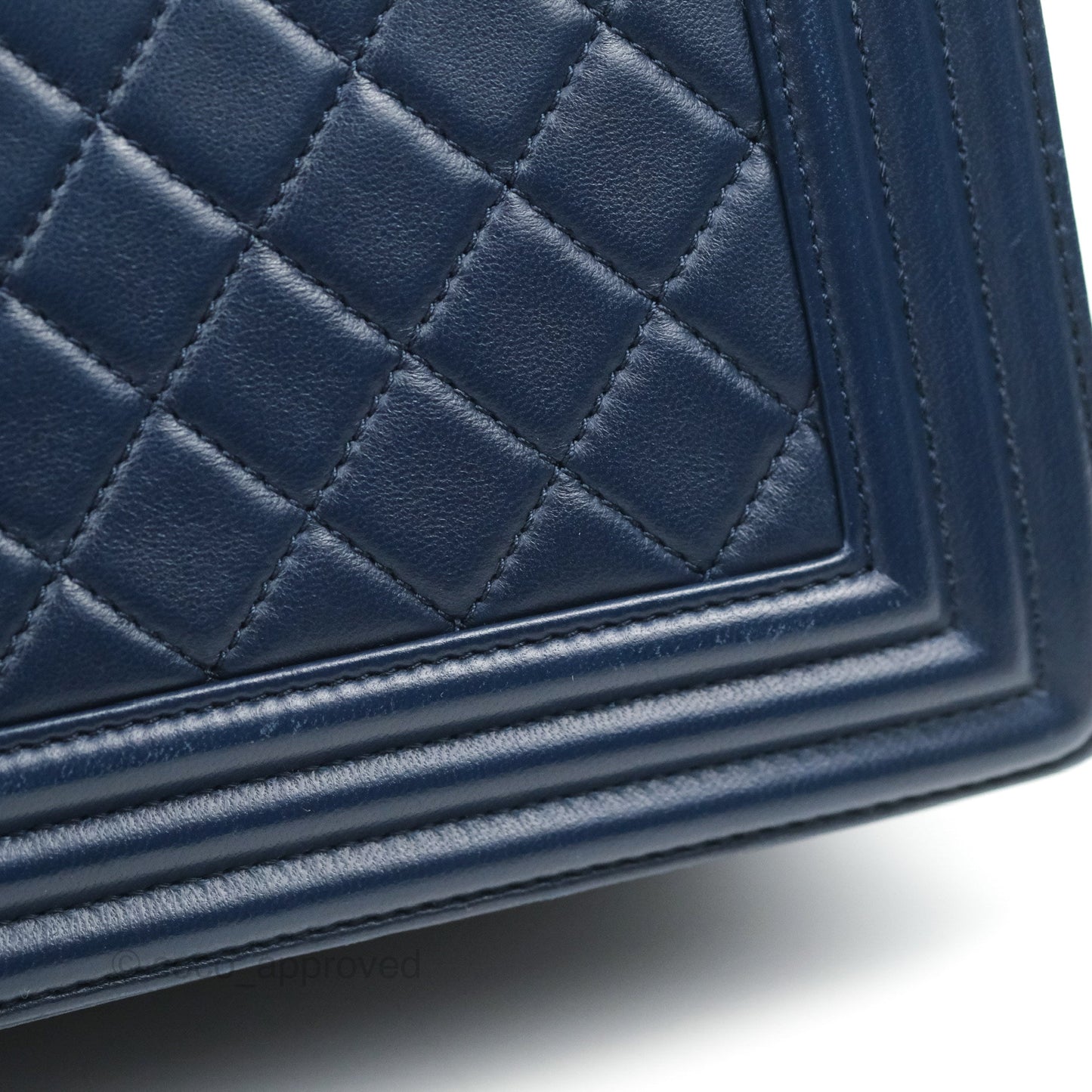 Chanel Quilted Medium Boy Navy Lambskin Aged Gold Hardware