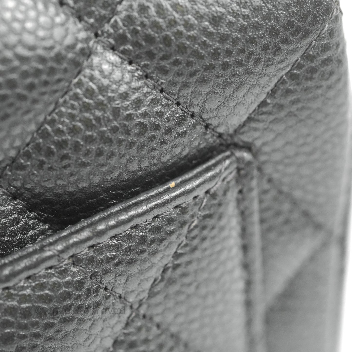 Chanel Quilted Mini Square Flap Bag Pearly Black Caviar Gold Hardware