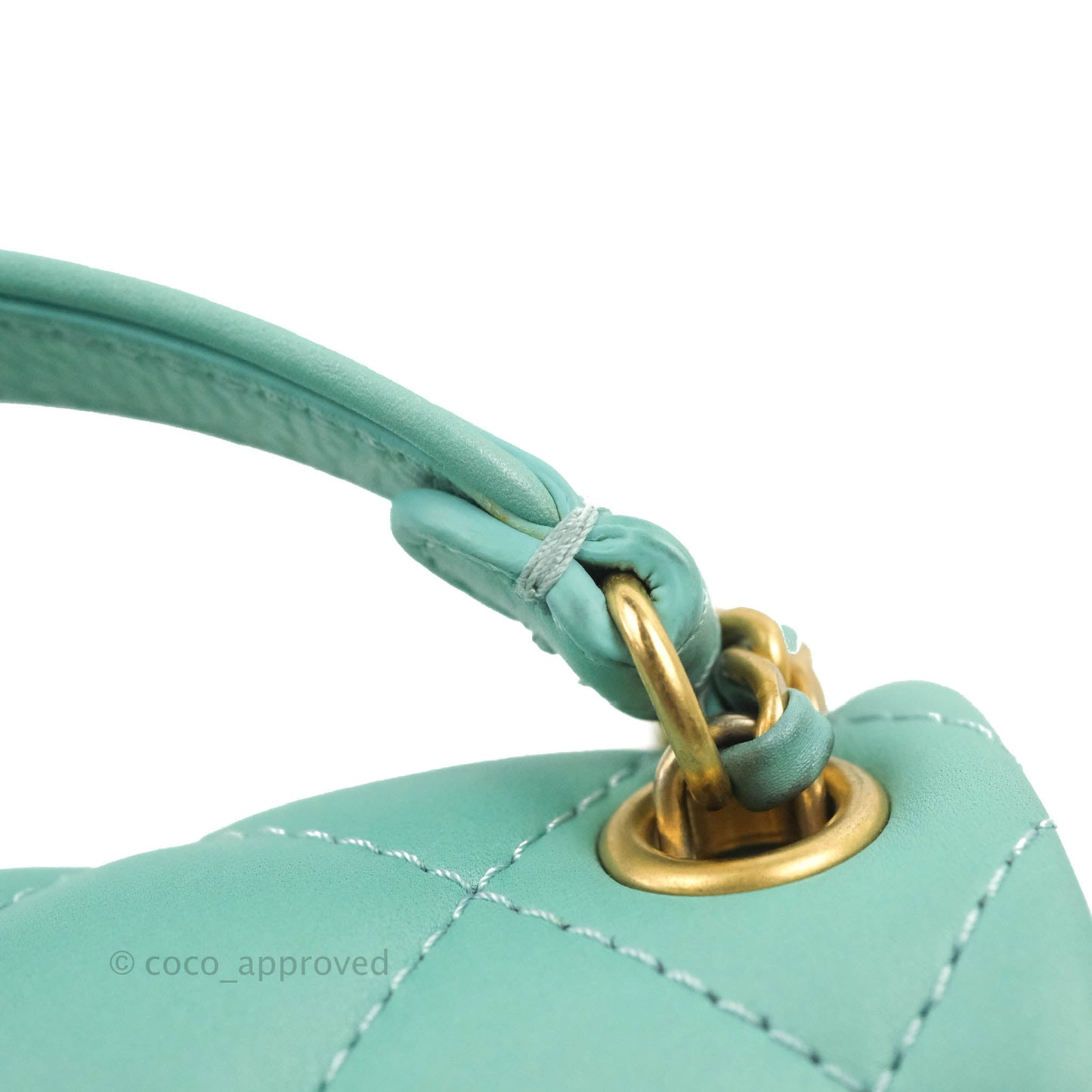 Chanel Quilted Small Day Trip Tiffany Blue Green Lambskin Aged Gold Hardware