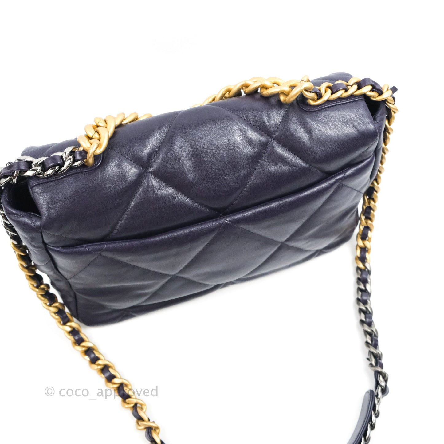 Chanel 19 Medium Dark Purple Mixed Hardware