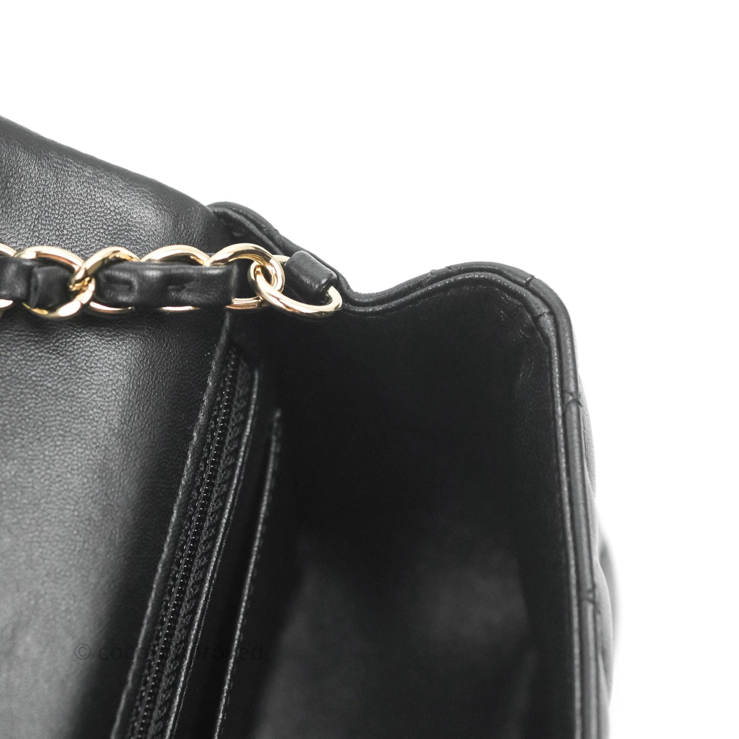 Chanel Quilted Mini Rectangular Flap Black Lambskin Light Gold Hardware