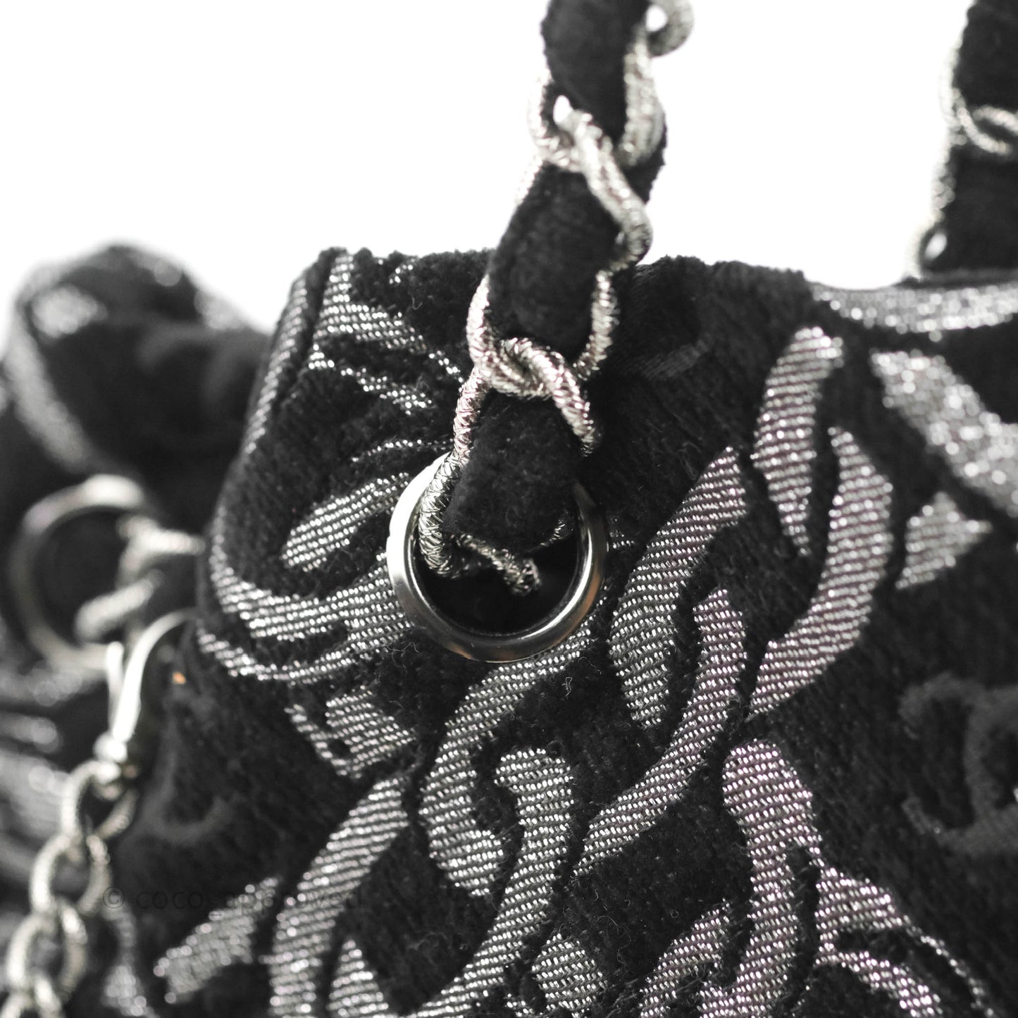 Chanel CC Chain Print Tote Bag Black/Silver Fabric Gun Metal