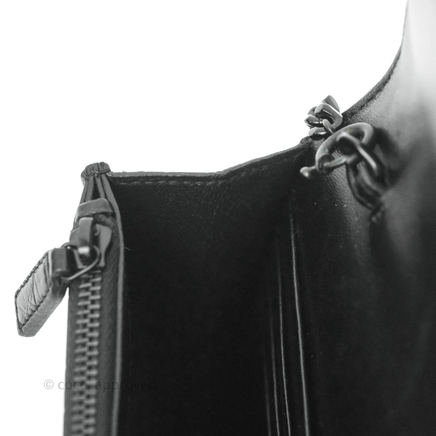 Saint Laurent Wallet on Chain So Black Crocodile-embossed Leather