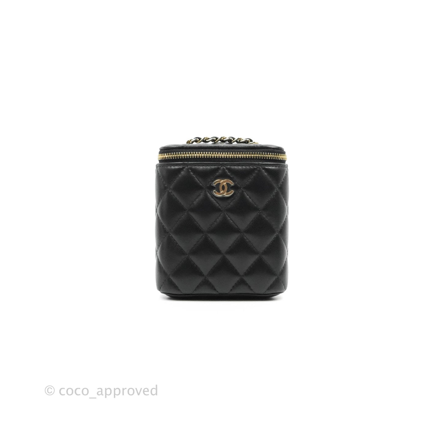 Chanel Classic Mini Vanity With Chain Black Lambskin Gold Hardware