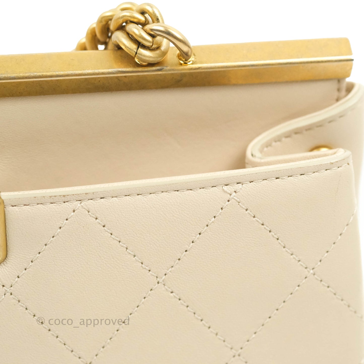 Chanel Small Flat Quilted Coco Luxe Flap Bag Light Beige Aged Gold Hardware