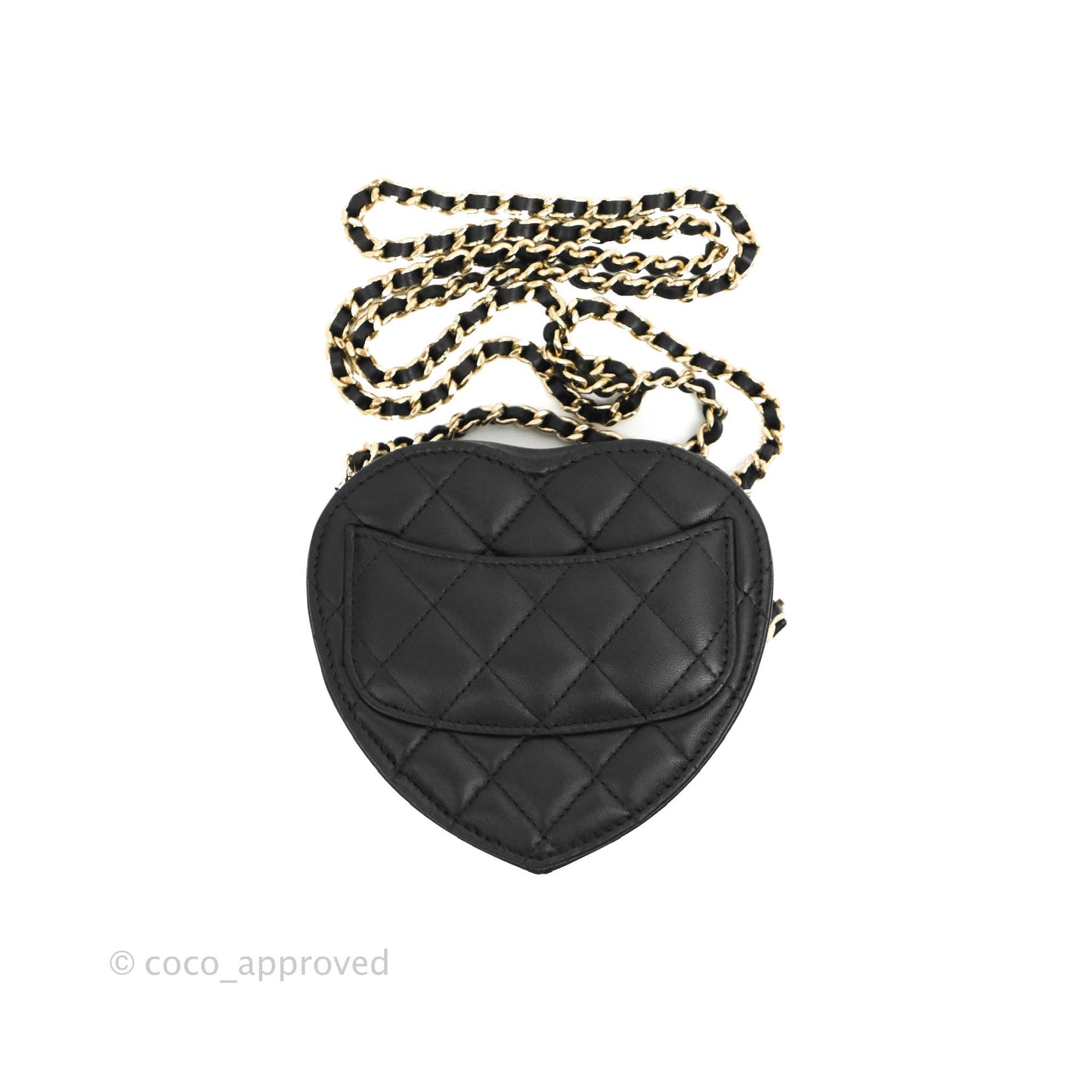 Chanel Small Heart Bag Black Lambskin Gold Hardware 22S