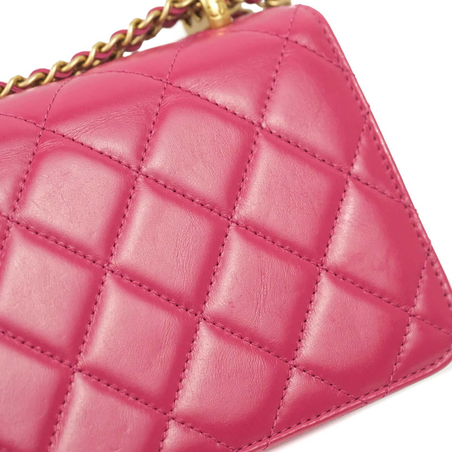 Chanel Quilted Mini Perfect Fit Adjustable Pink Calfskin Aged Gold Hardware 21A