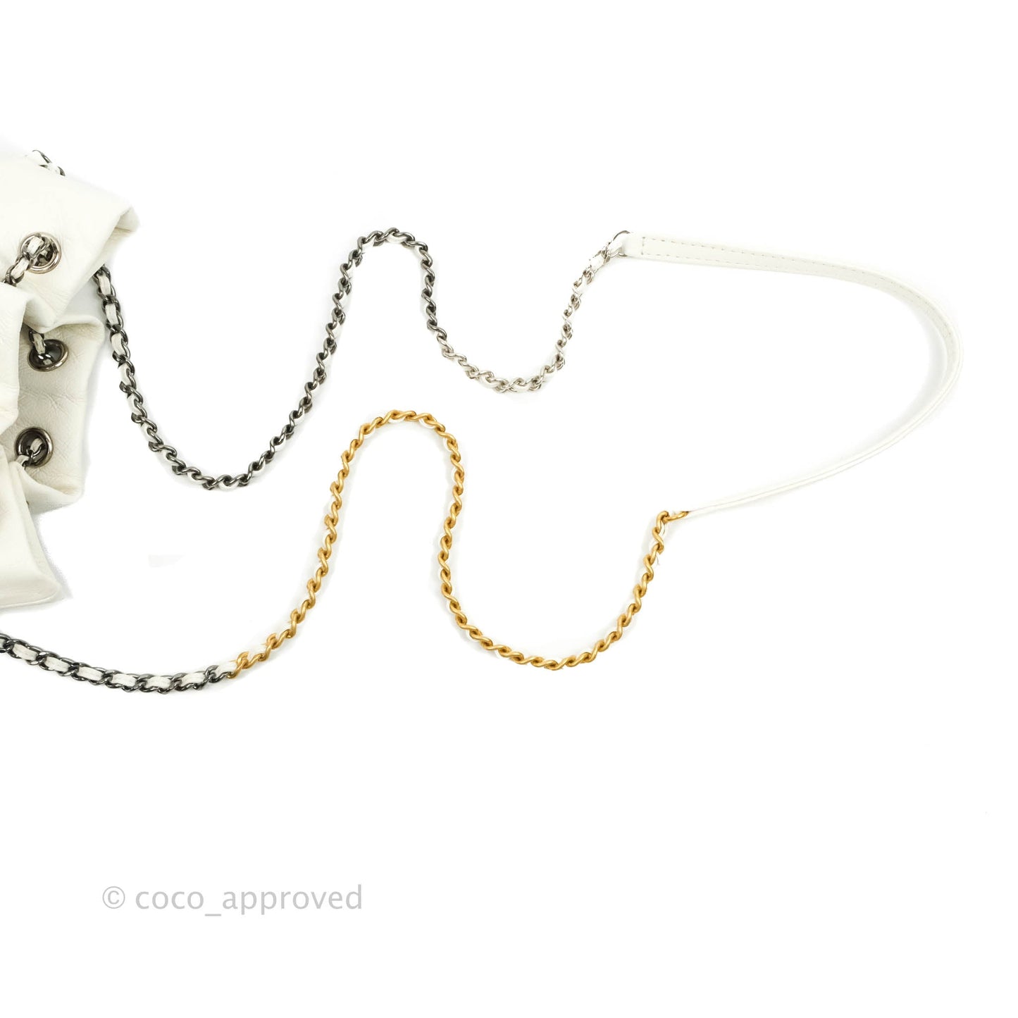Chanel Small Gabrielle Drawstring Bag White Black Calfskin