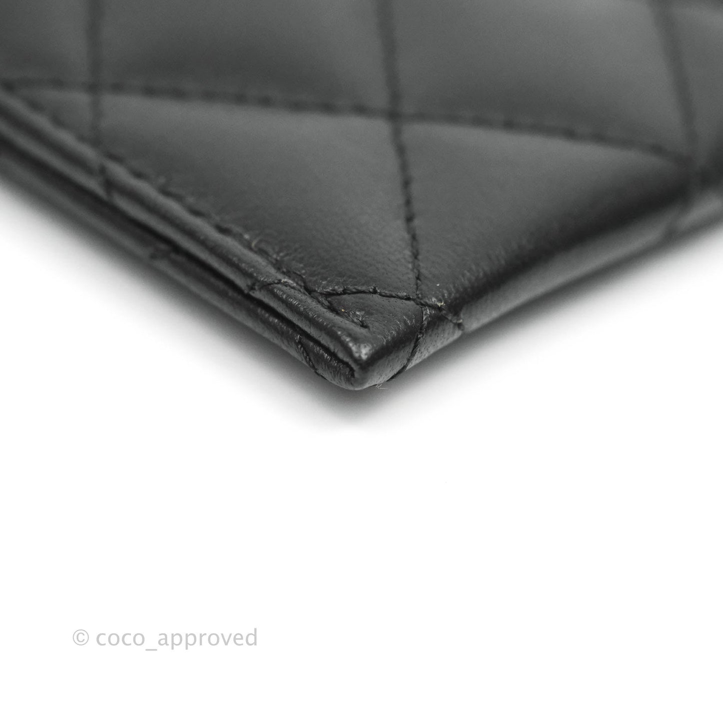 Chanel Glitter CC Card Holder Black Lambskin Silver Hardware