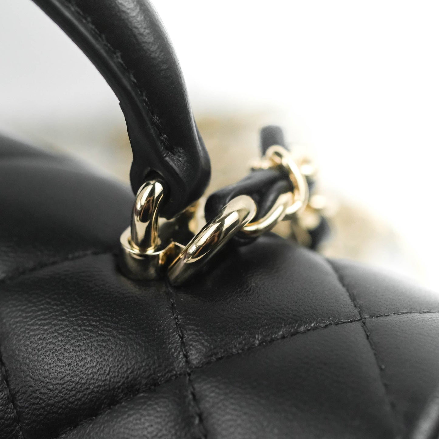 Chanel Top Handle Mini Rectangular Flap Bag Black Lambskin Gold Hardware