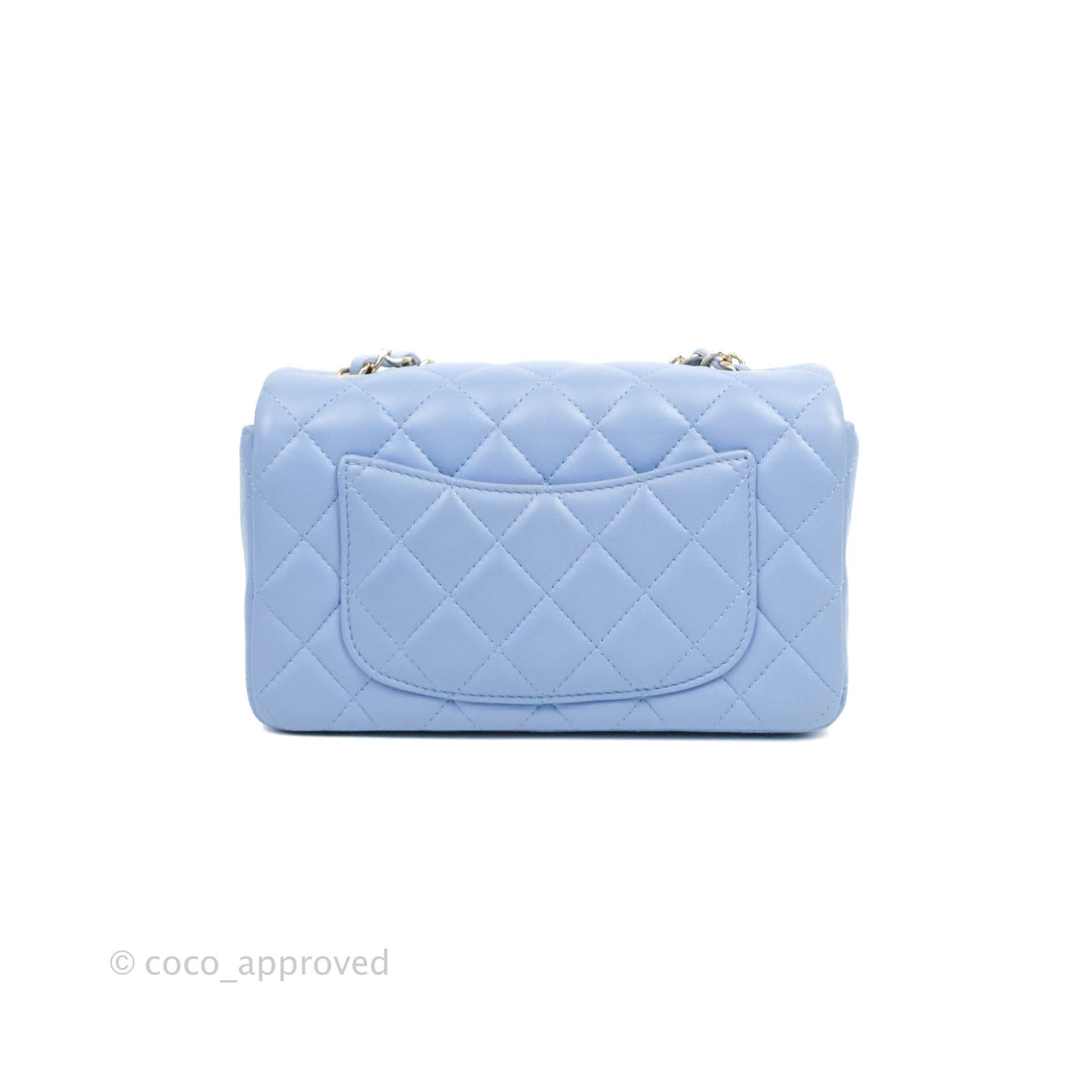 Chanel Quilted Mini Rectangular Flap Light Blue Lambskin Gold Hardware