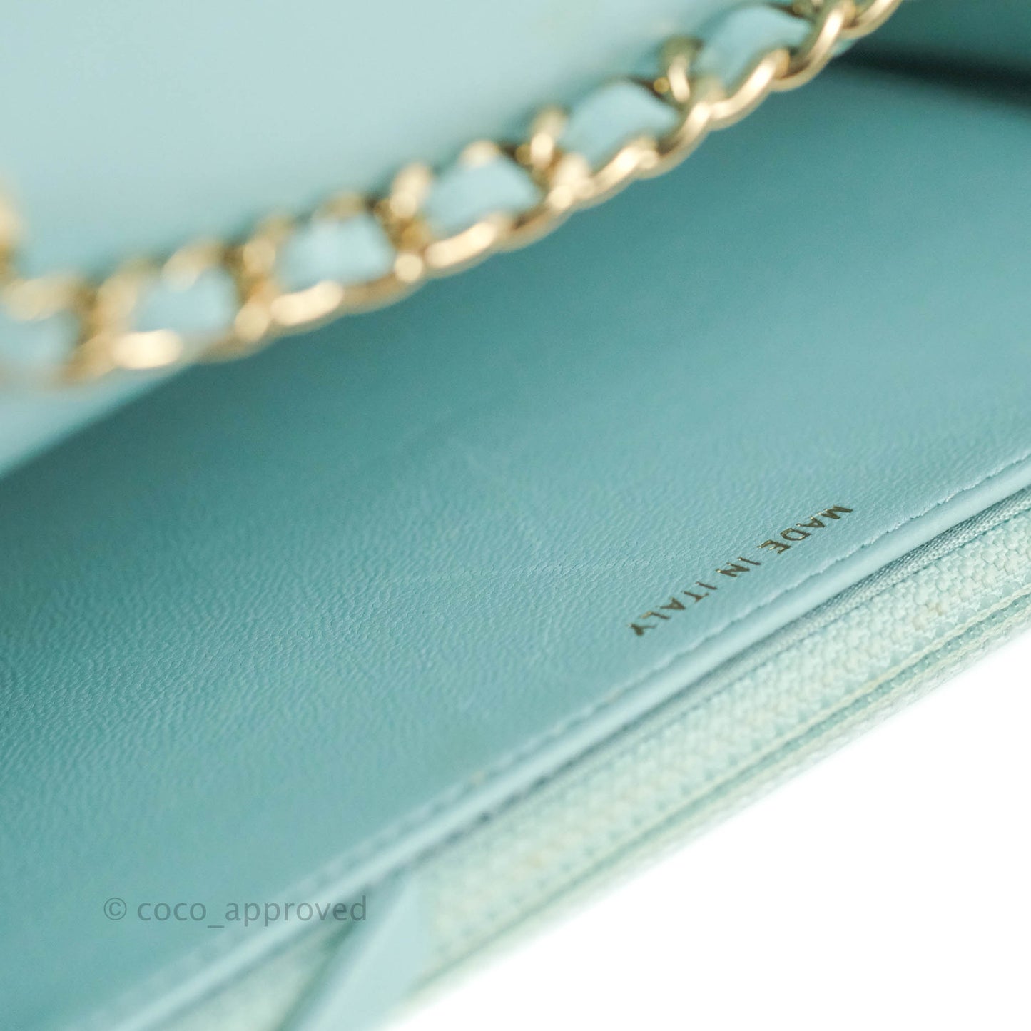 Chanel Trendy CC Quilted Wallet on Chain WOC Tiffany Blue Lambskin Gold Hardware