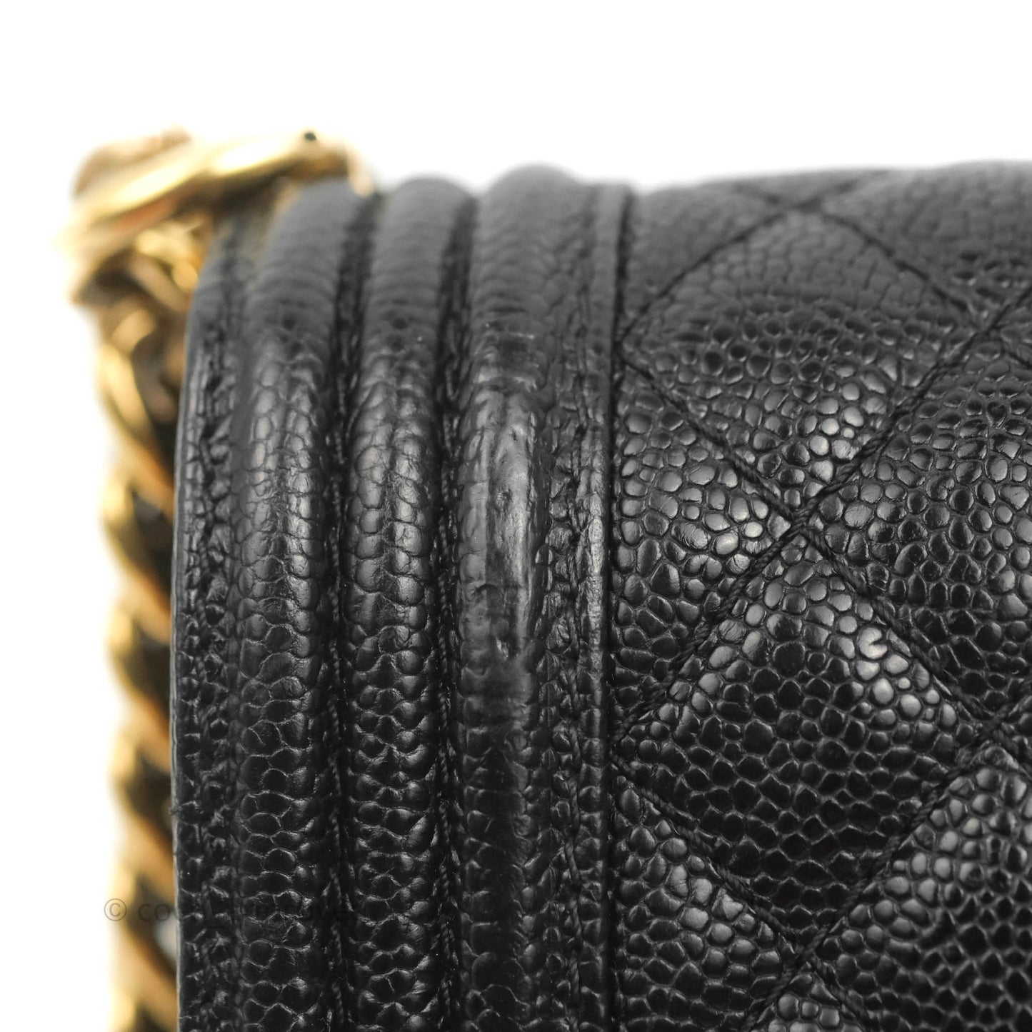 Chanel Quilted Small Boy Black Caviar Aged Gold Hardware