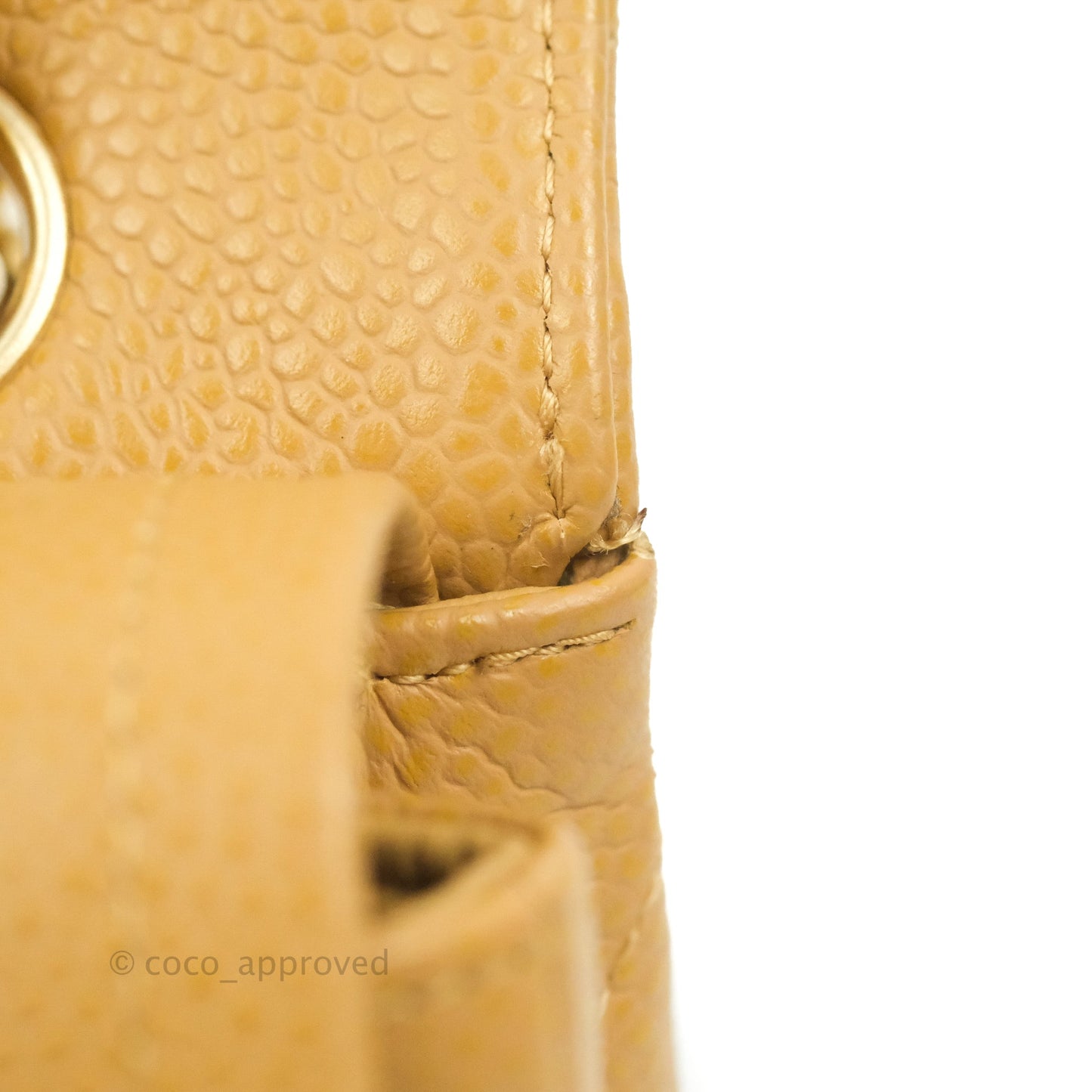 Chanel S/M Small Classic Quilted Flap Dark Beige Caviar 24K Gold Hardware
