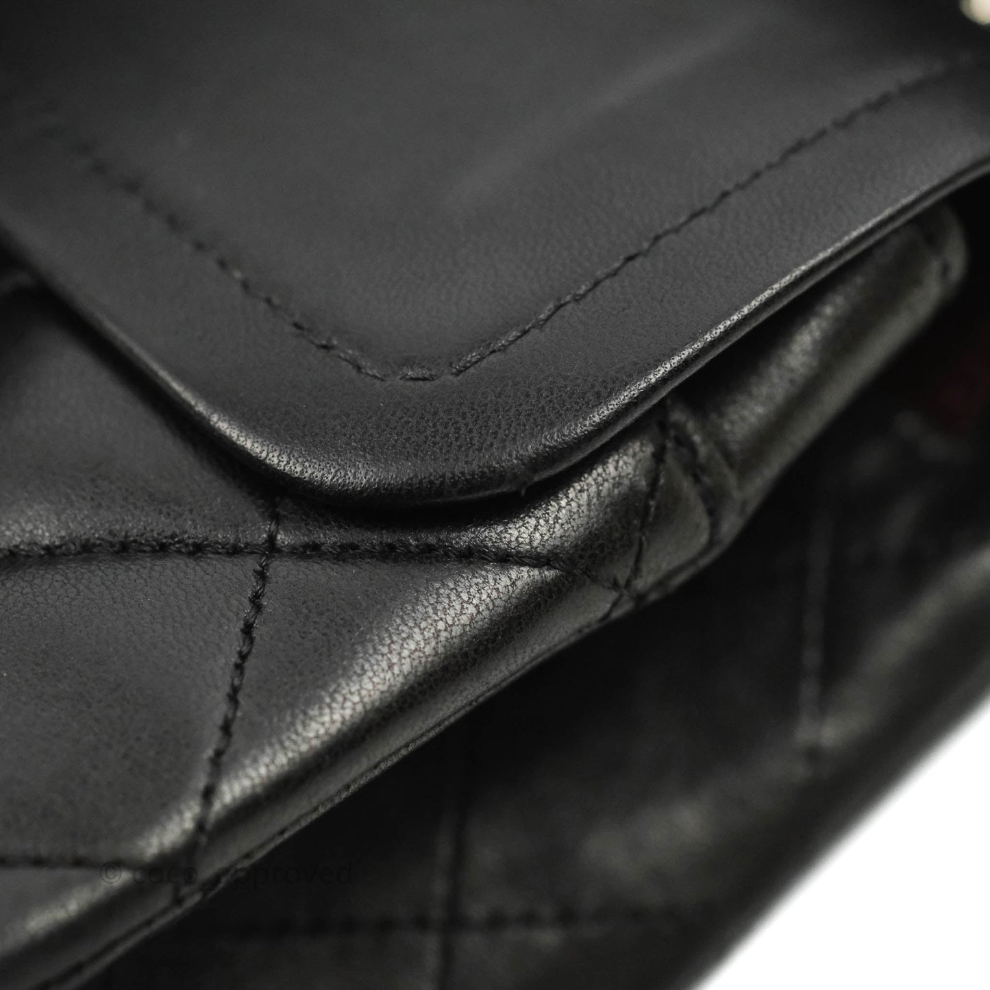 Chanel Medium Classic Quilted Flap Black Lambskin Silver Hardware