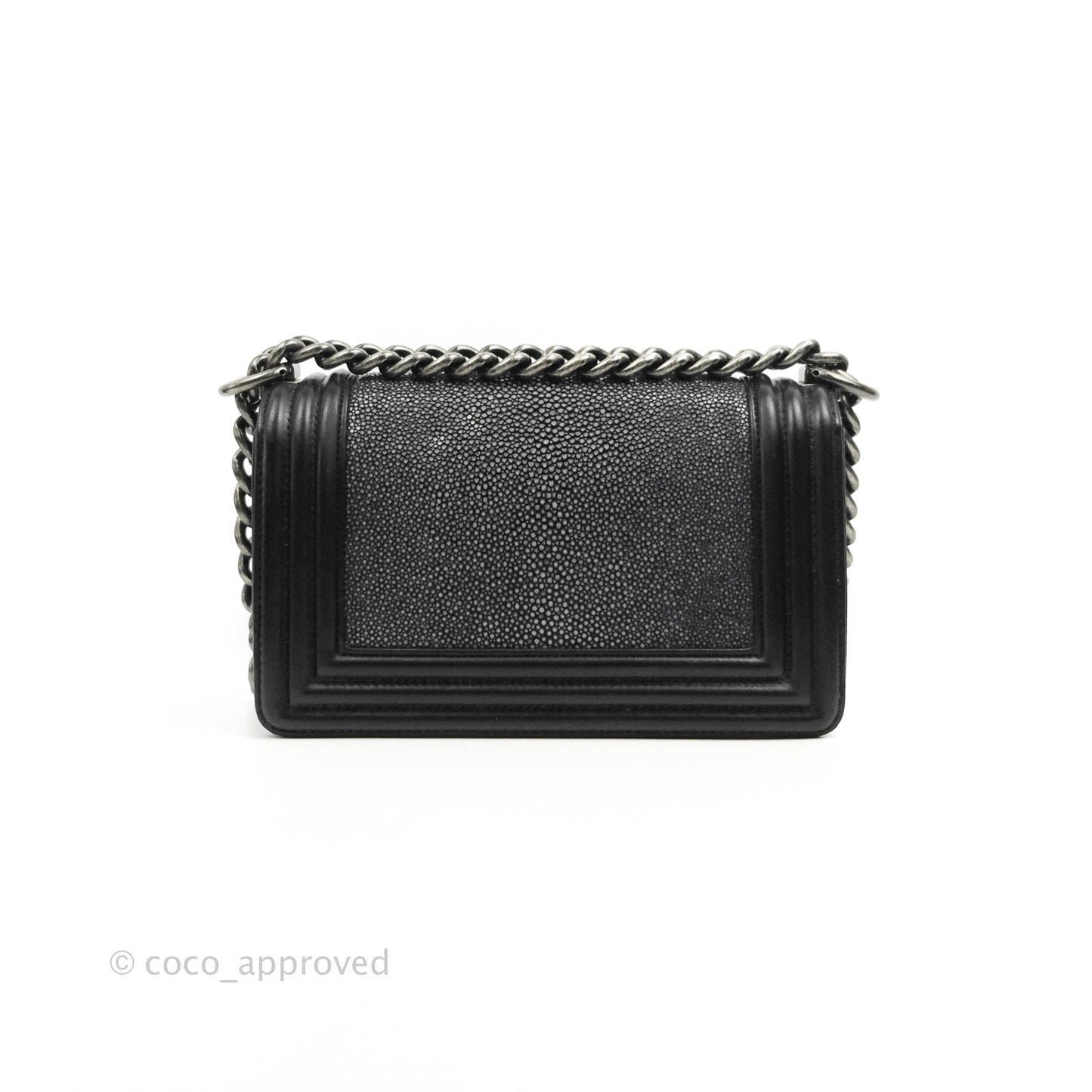 Chanel Small Boy Black Stingray Ruthenium Hardware
