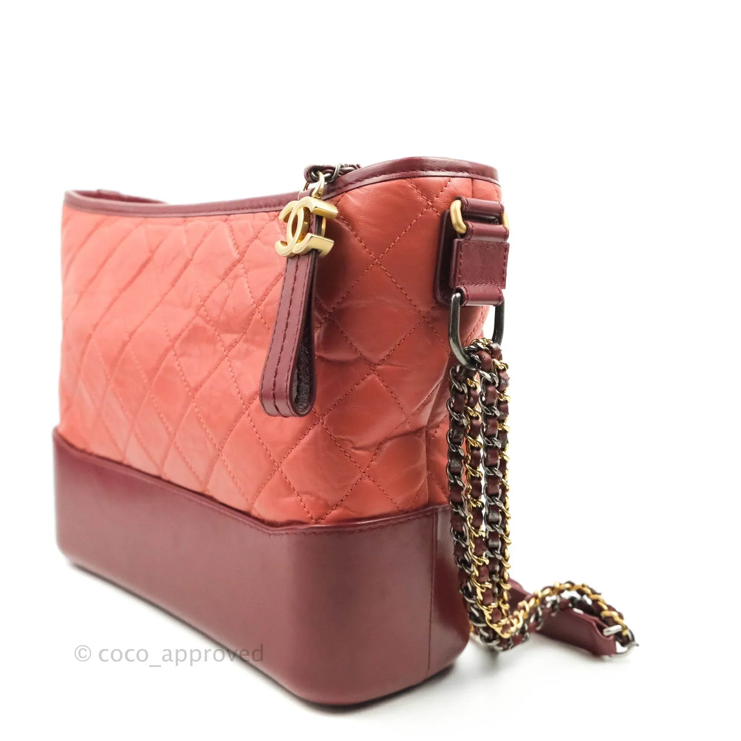 Chanel Large Gabrielle Hobo Red Aged Calfskin Mixed Hardware
